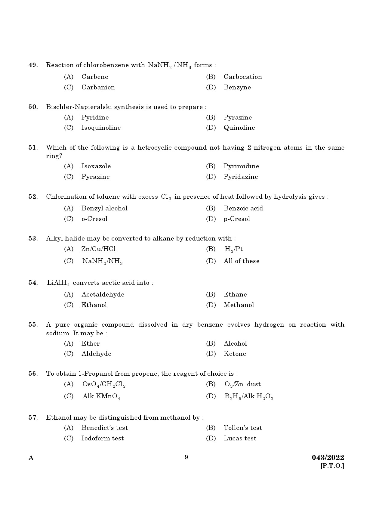 KPSC Chemist Exam 2022 Code 0432022 7