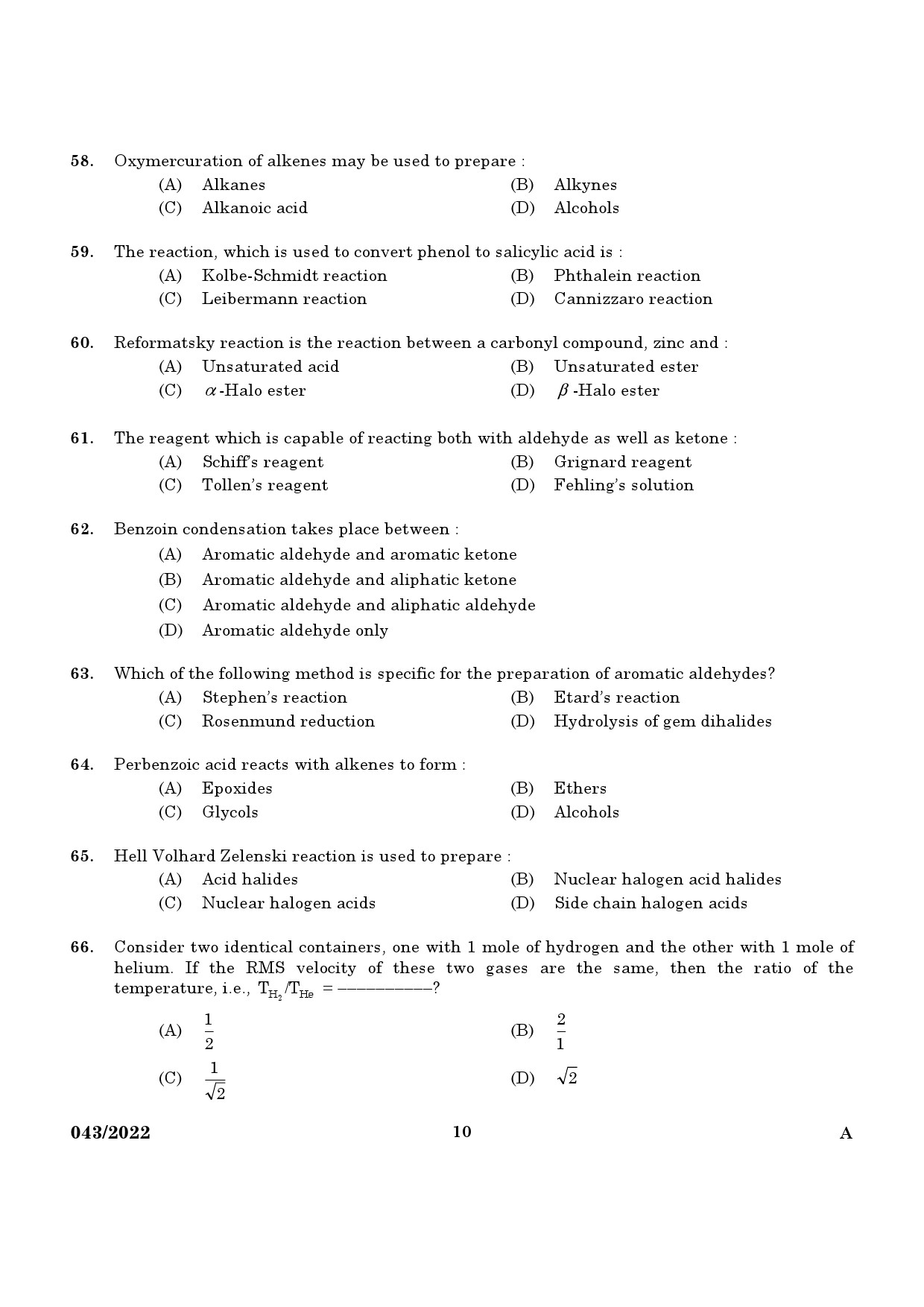 KPSC Chemist Exam 2022 Code 0432022 8