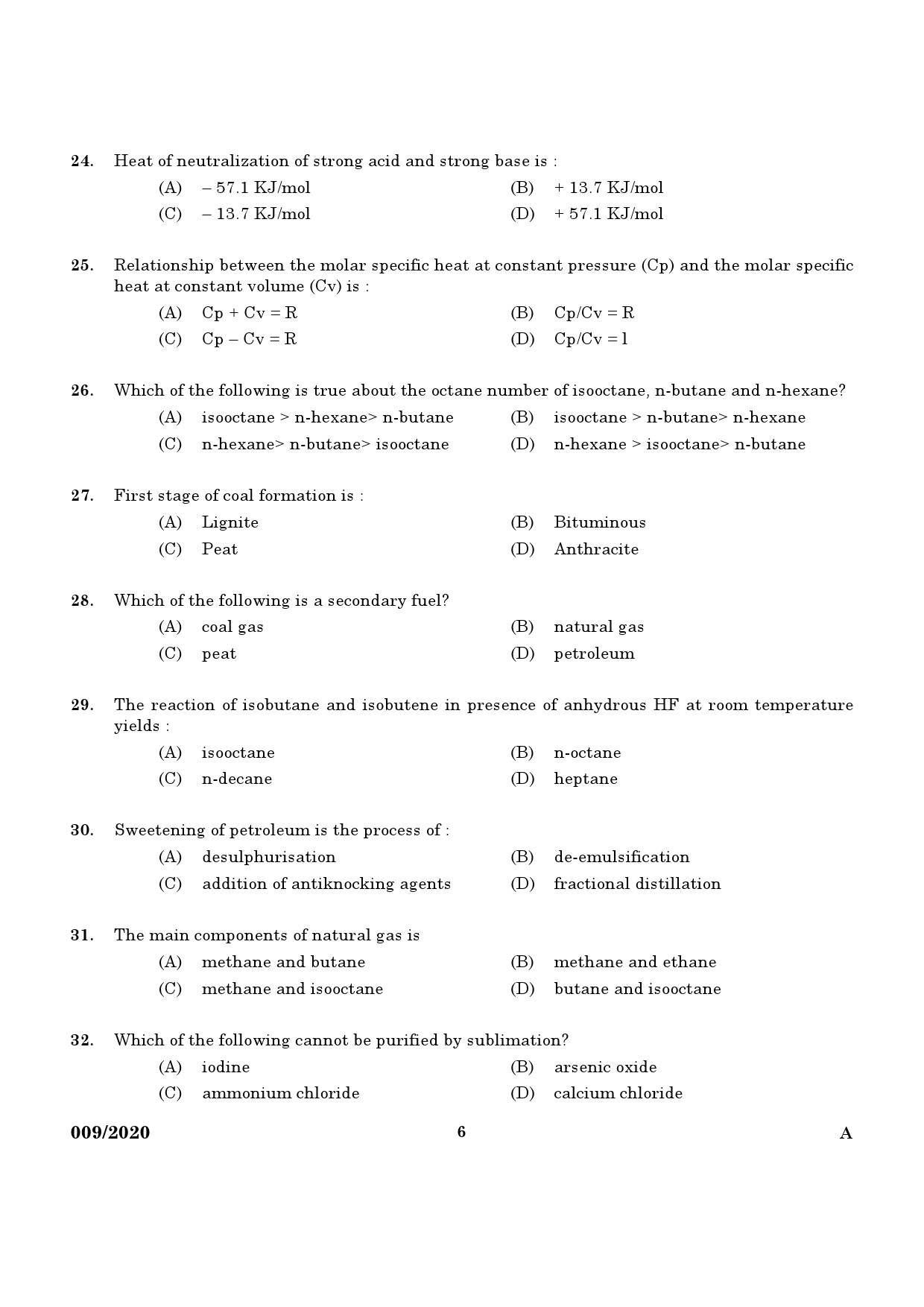 KPSC Chemist In Factories and Boilers Exam 2020 Code 0092020 4