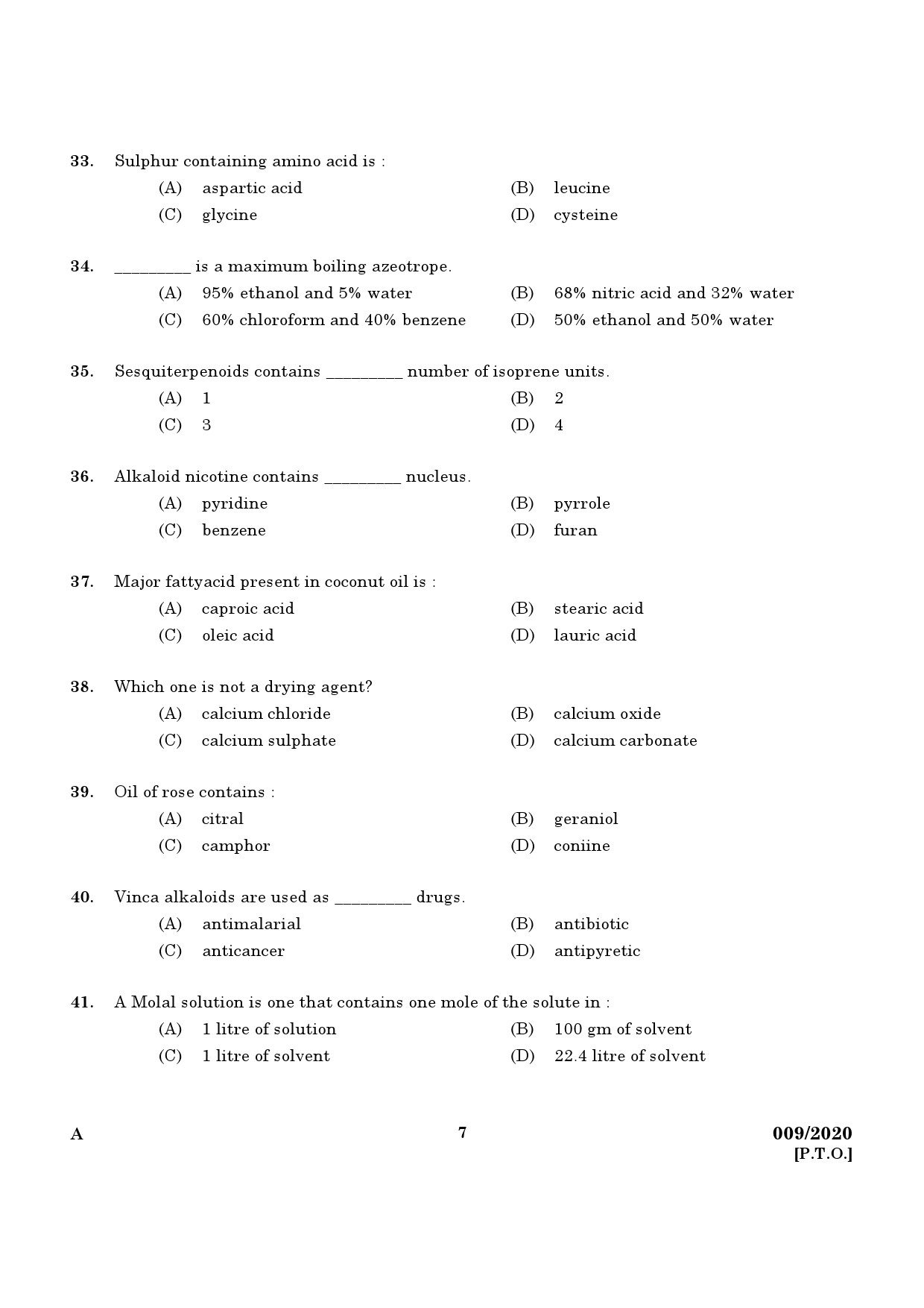 KPSC Chemist In Factories and Boilers Exam 2020 Code 0092020 5