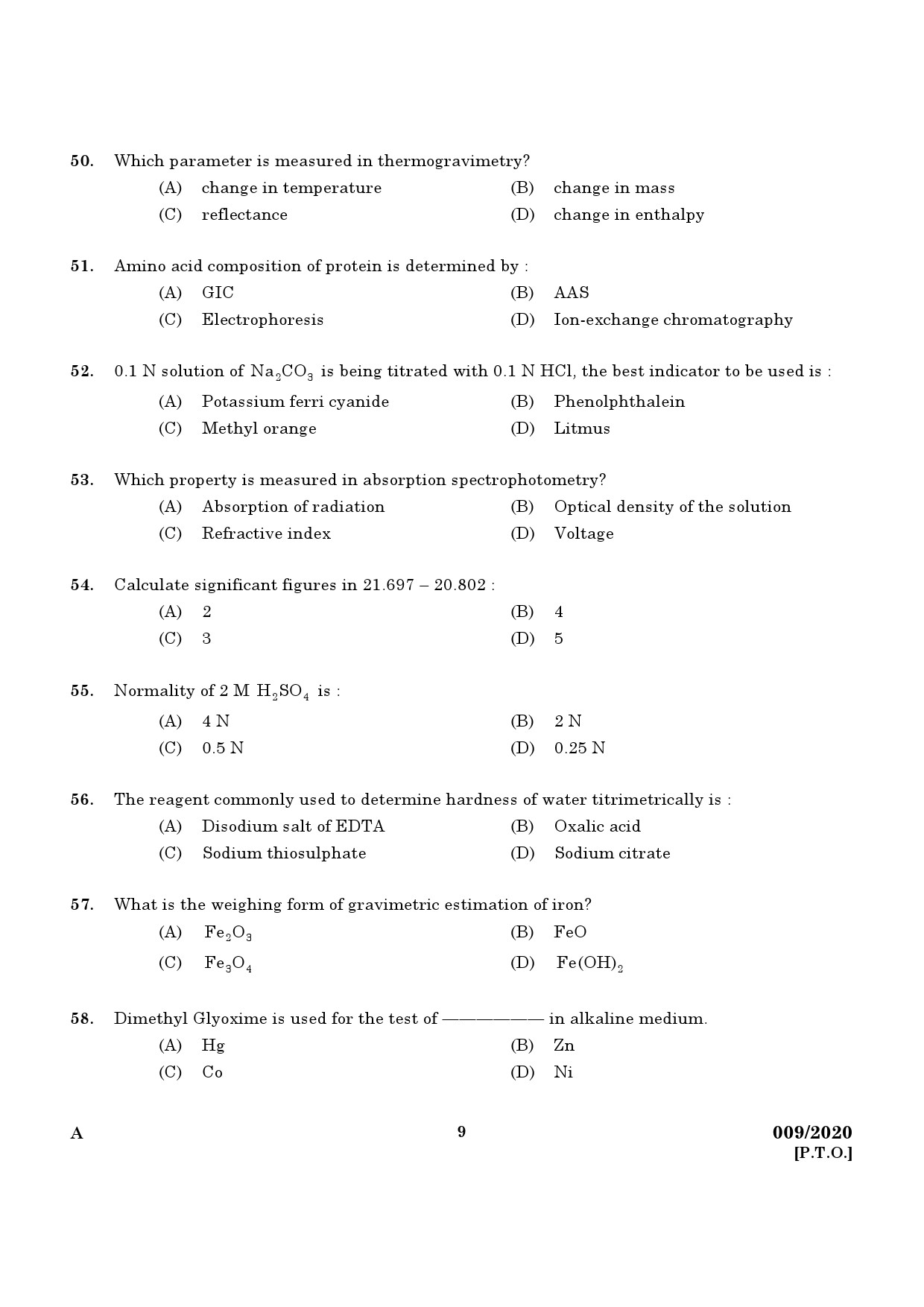 KPSC Chemist In Factories and Boilers Exam 2020 Code 0092020 7