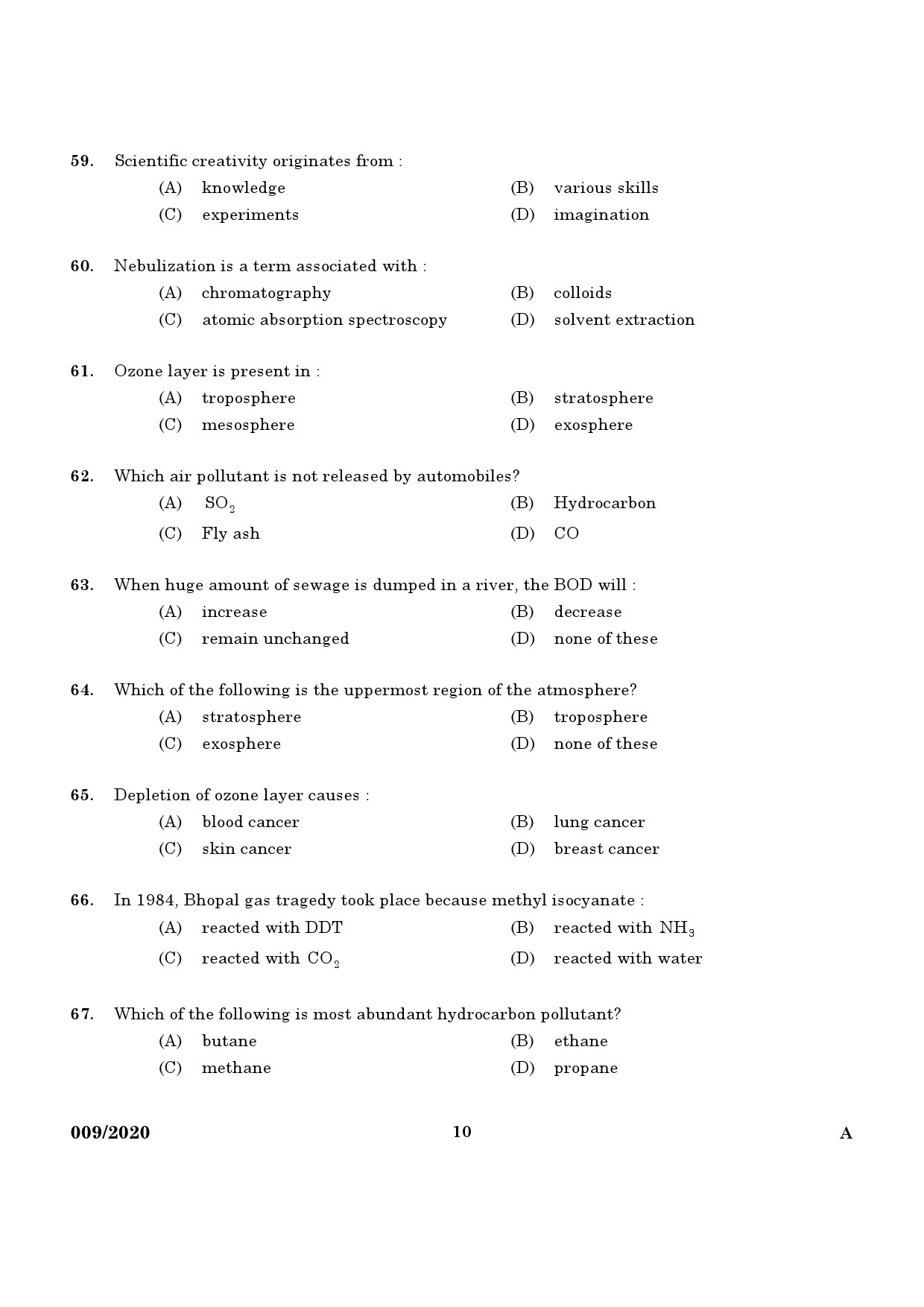 KPSC Chemist In Factories and Boilers Exam 2020 Code 0092020 8