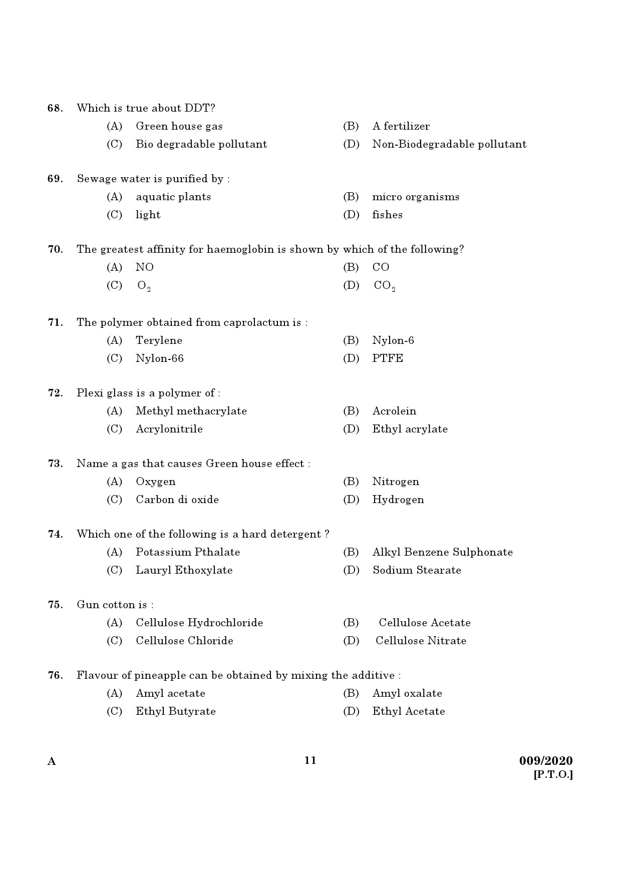 KPSC Chemist In Factories and Boilers Exam 2020 Code 0092020 9