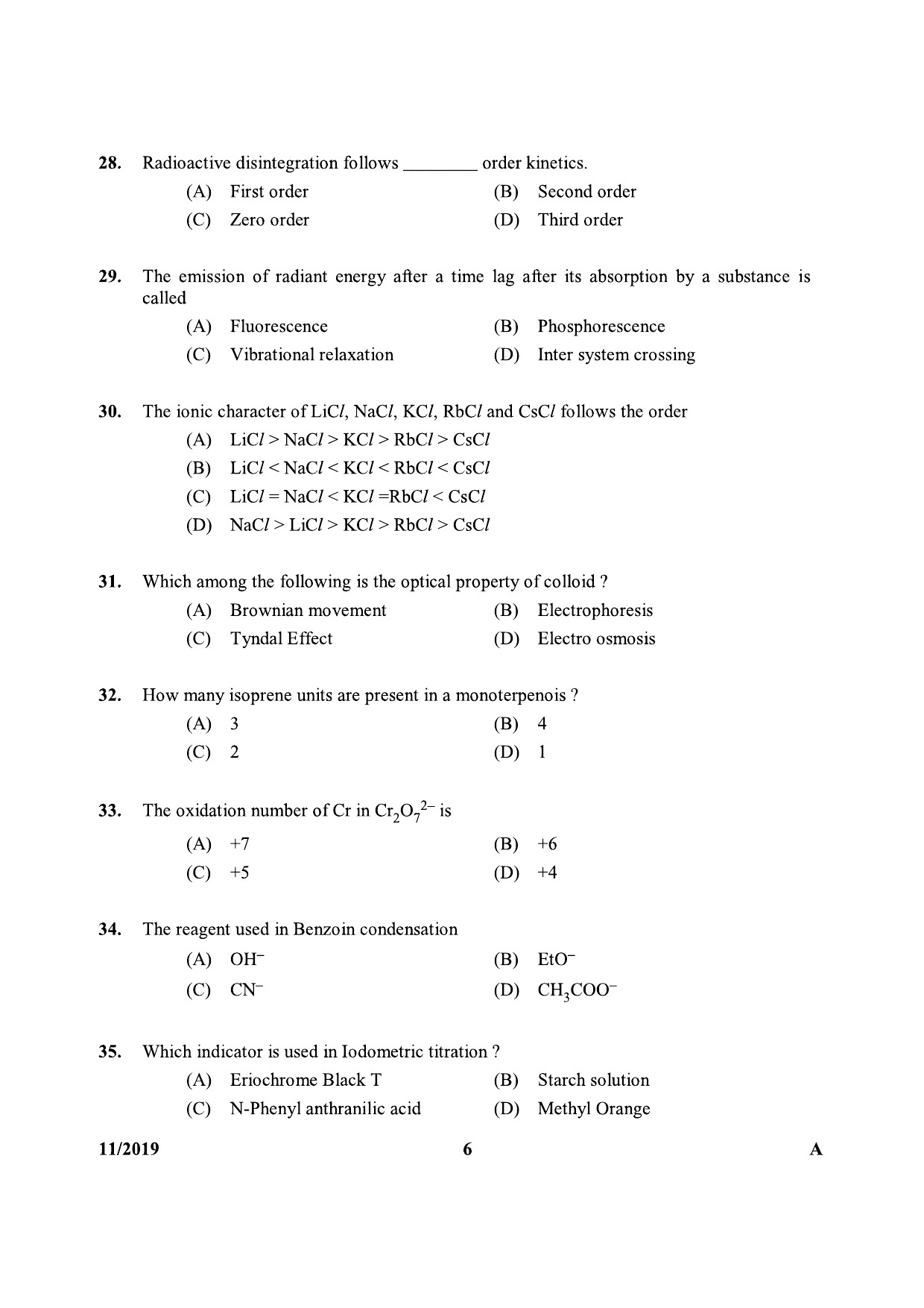 KPSC Sanitary Chemist Kerala Water Authority Exam 2019 Code 0112019 5