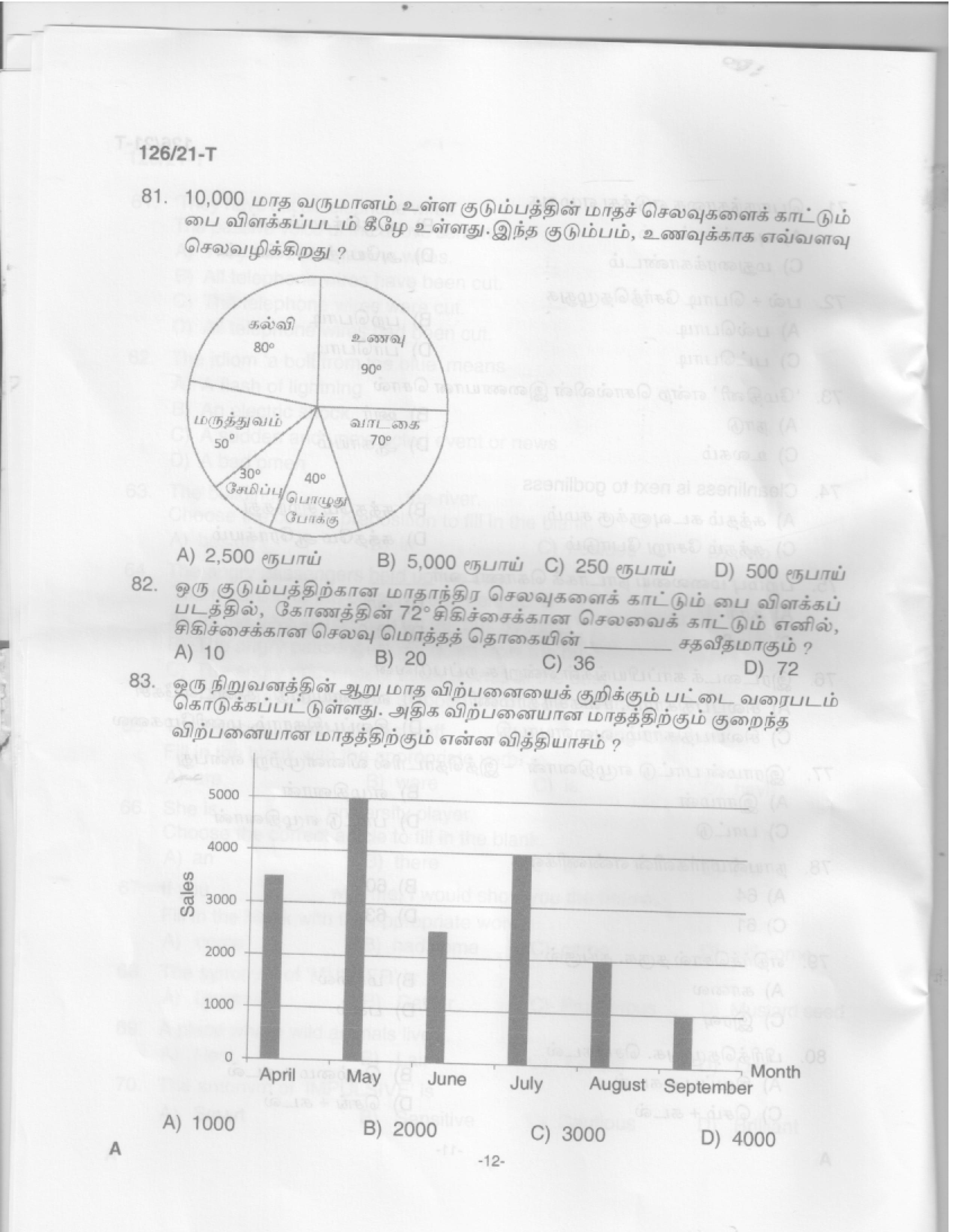 Upto SSLC Level Main Exam Assistant Compiler Tamil Exam 2021 Code 1262021 T 10