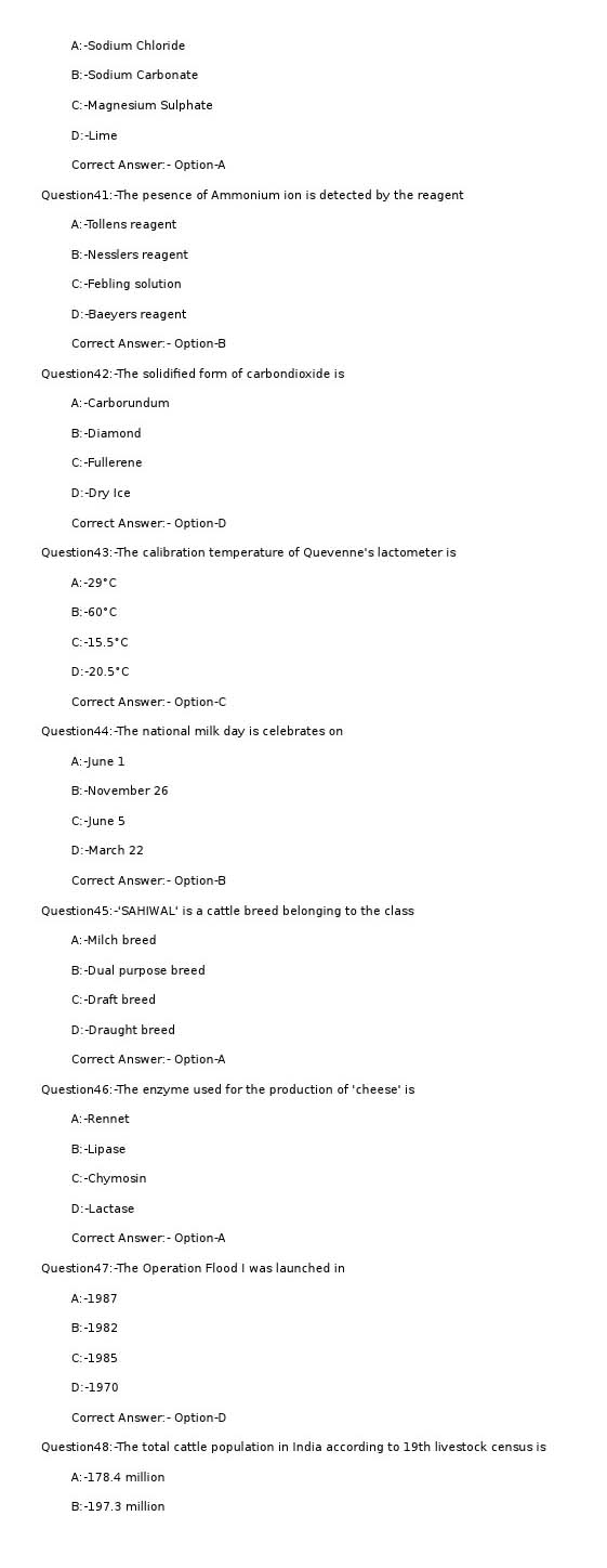 KPSC Dairy Farm Instructor Exam 2020 Code 112020OL 6