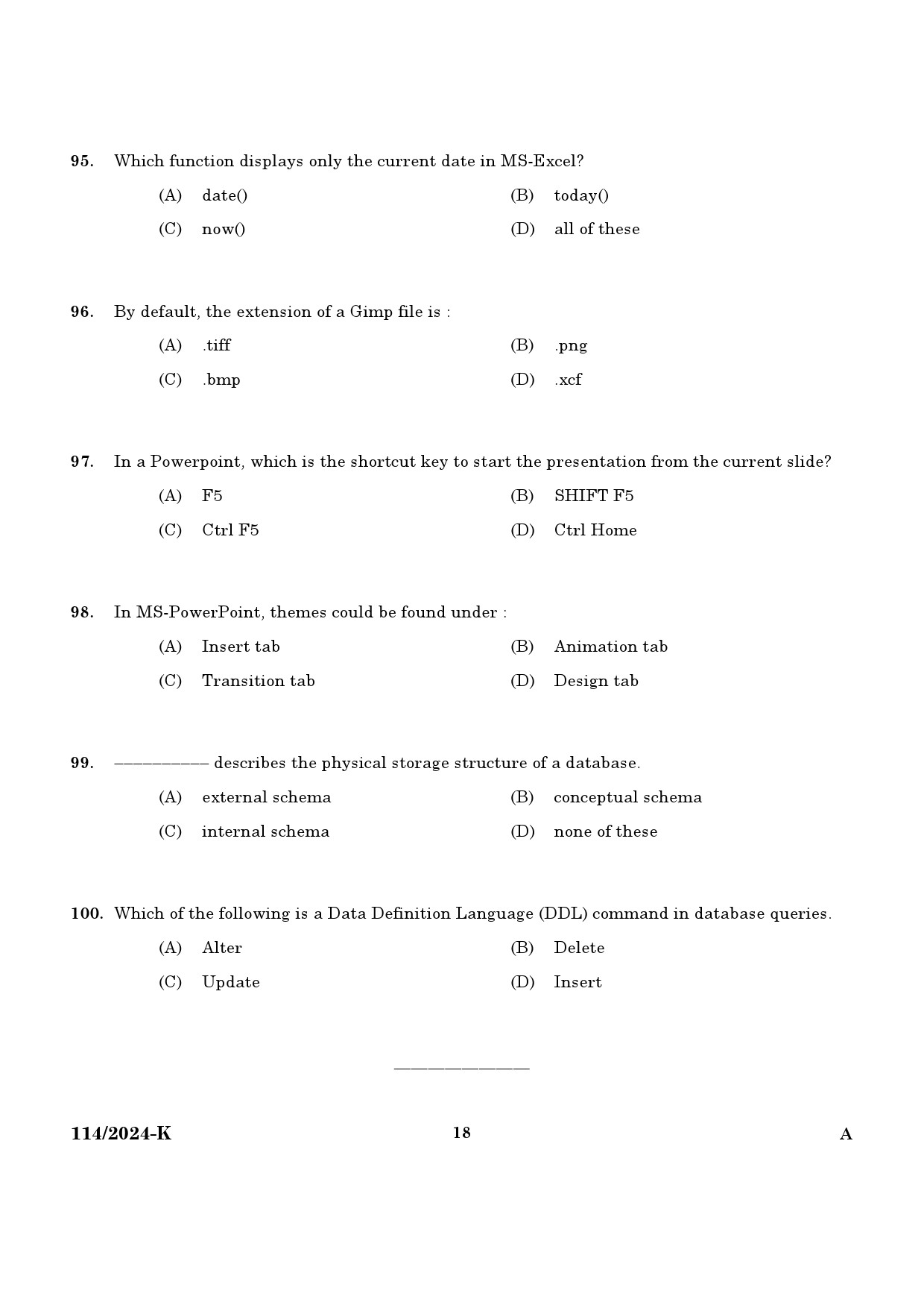 KPSC Data Entry Operator Kannada Exam 2024 Code 1142024 K 16