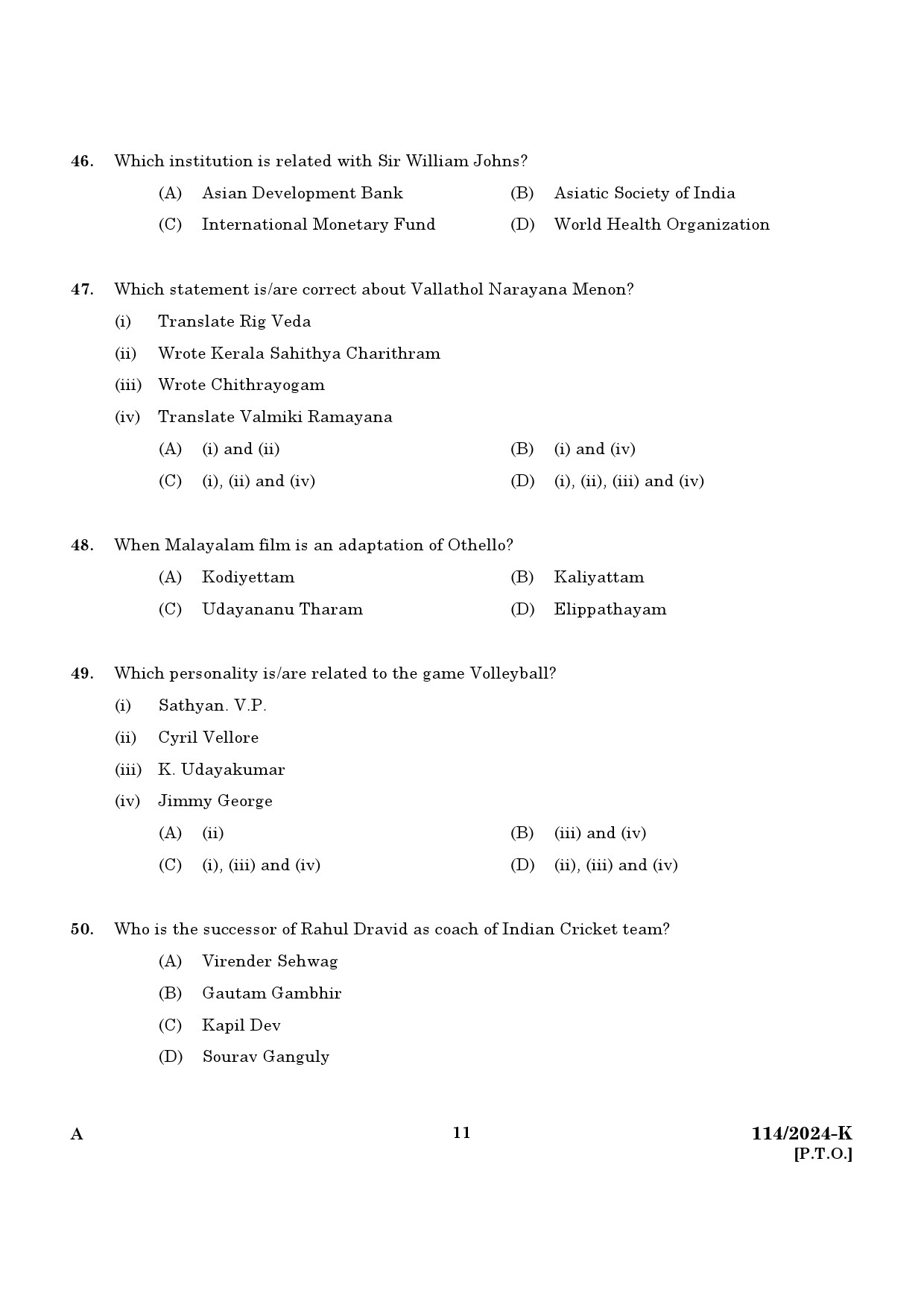 KPSC Data Entry Operator Kannada Exam 2024 Code 1142024 K 9