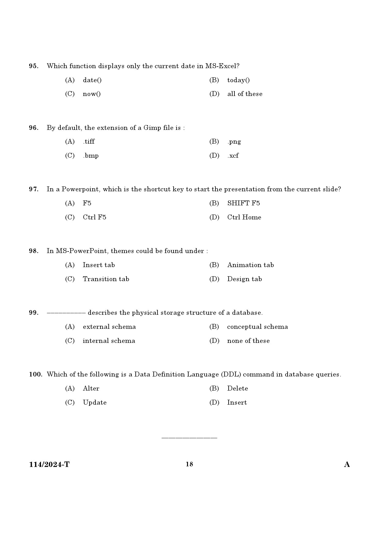 KPSC Data Entry Operator Tamil Exam 2024 Code 1142024 T 16