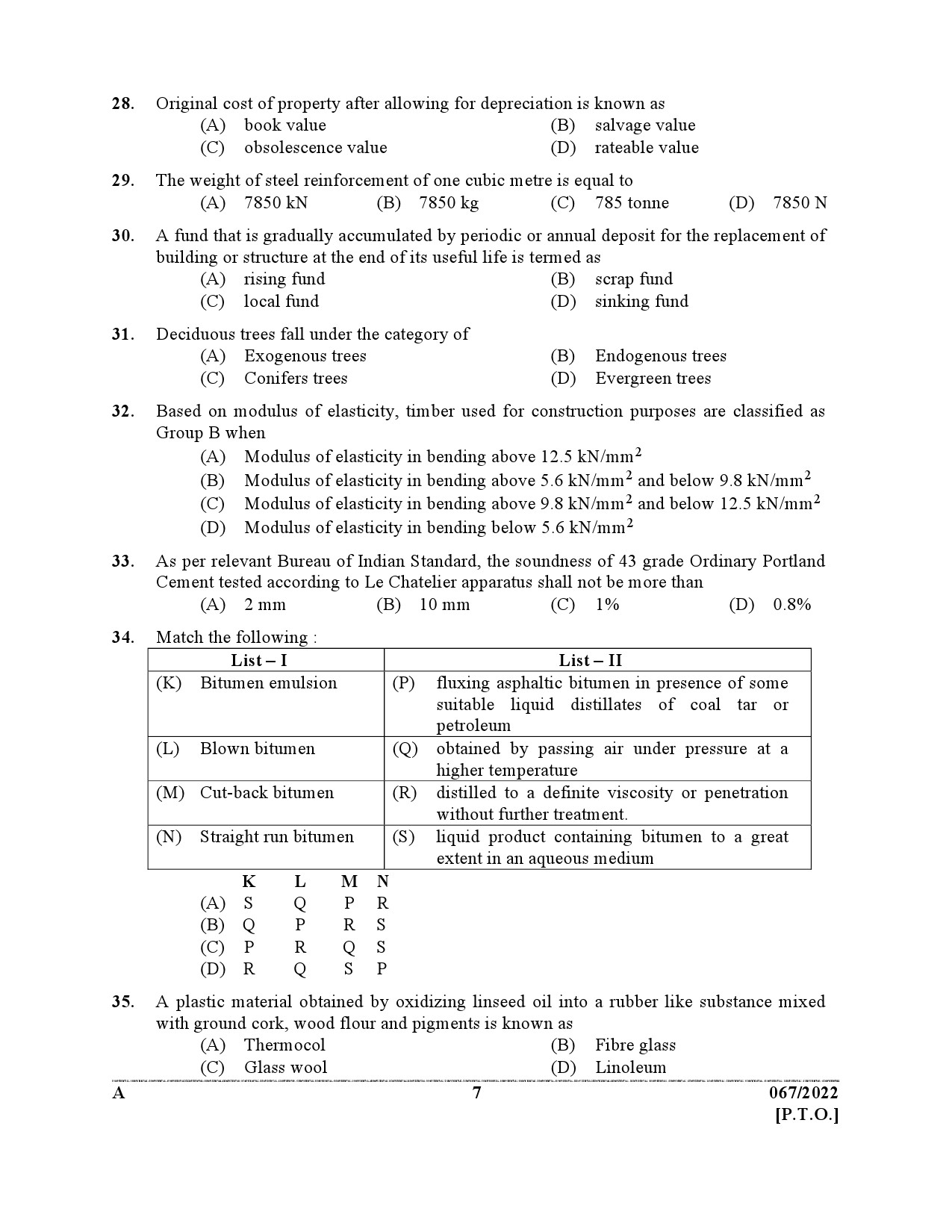 KPSC Deputy Engineer Civil Exam 2022 Code 0672022 6