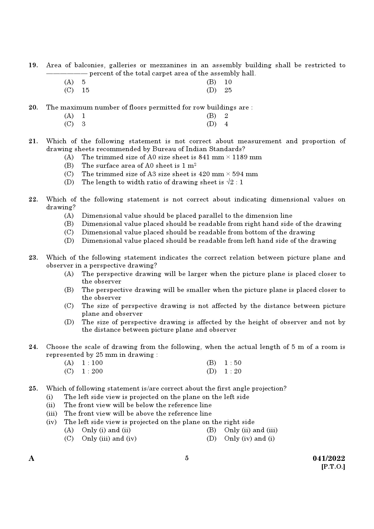 KPSC Architectural Draftsman Grade I Exam 2022 Code 0412022 3