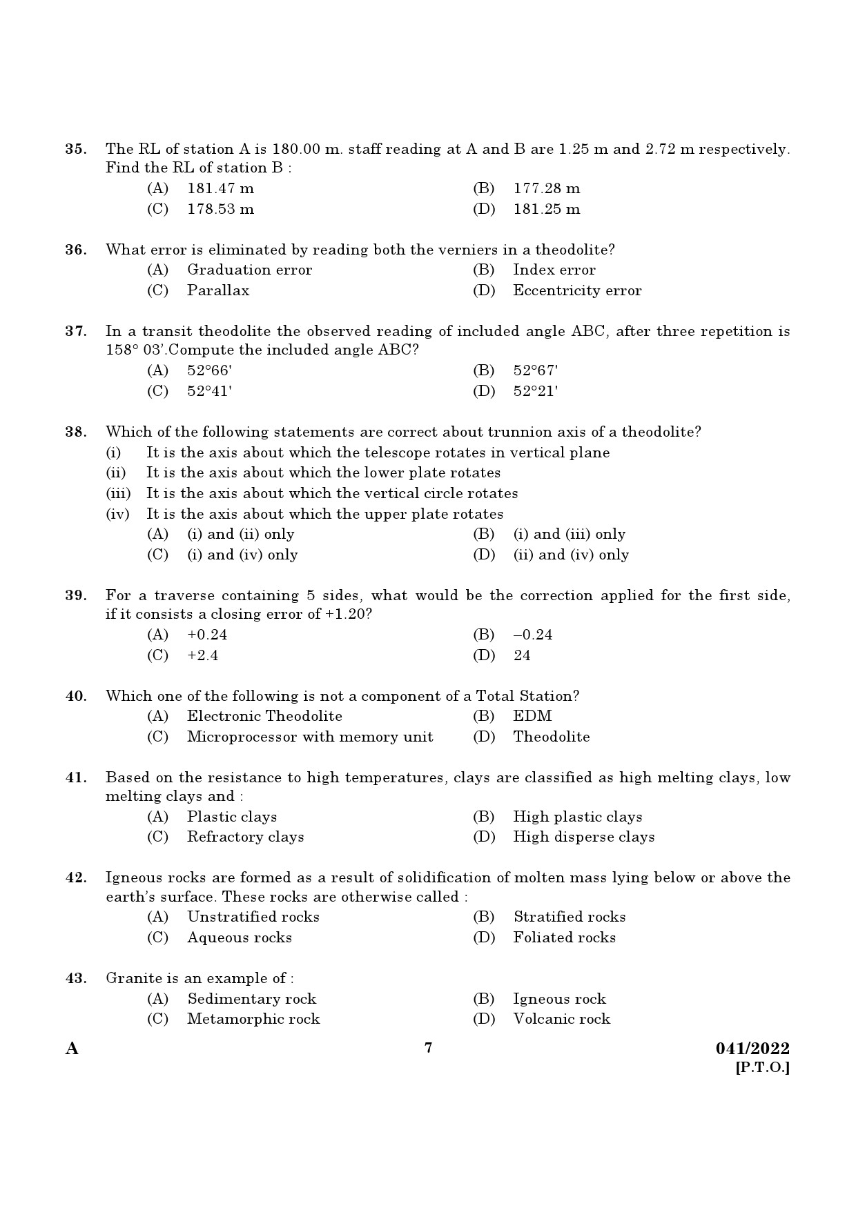 KPSC Architectural Draftsman Grade I Exam 2022 Code 0412022 5