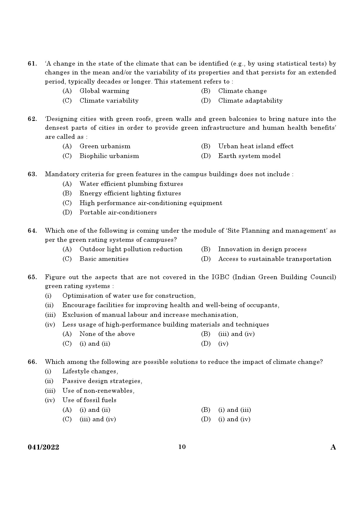 KPSC Architectural Draftsman Grade I Exam 2022 Code 0412022 8