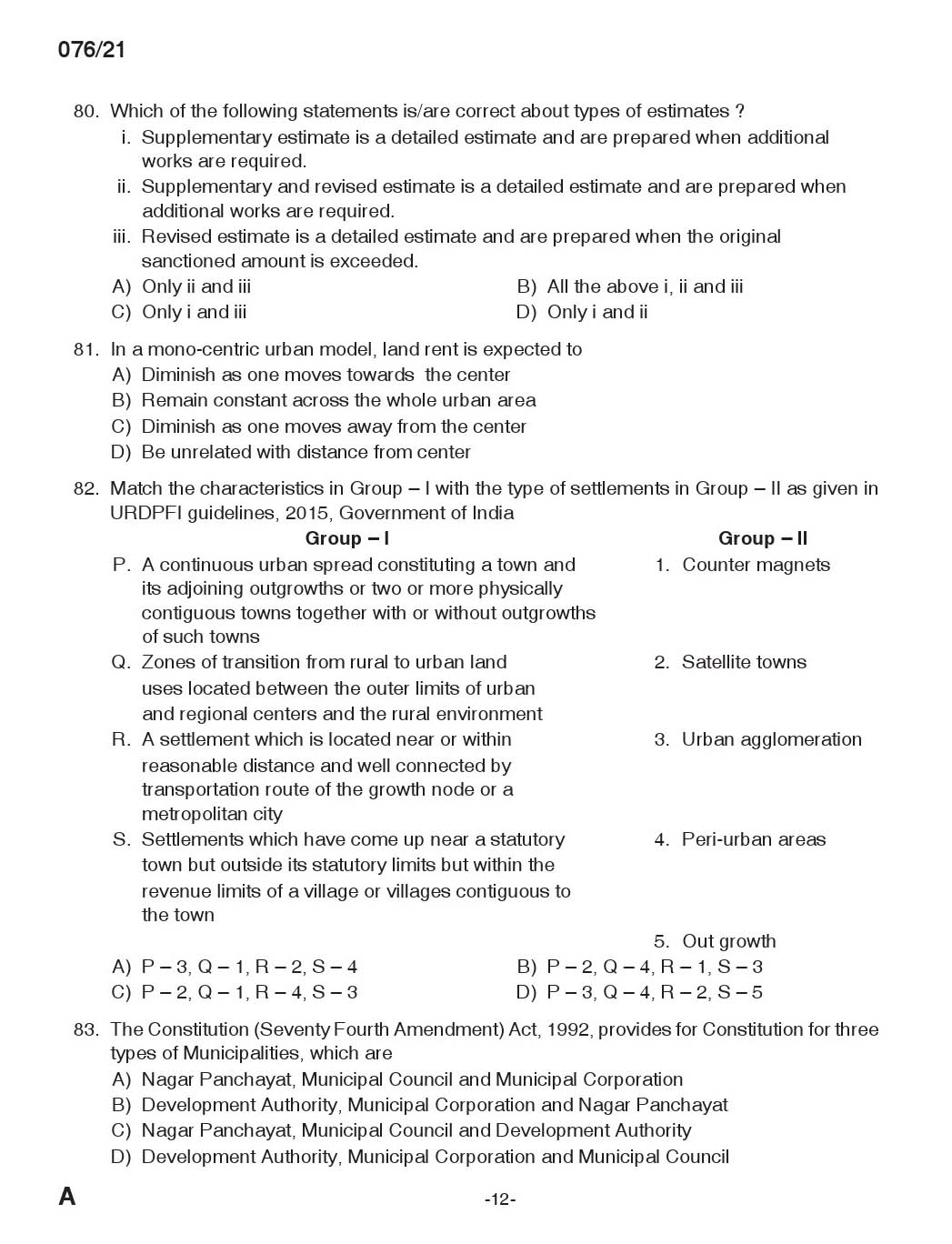 KPSC Architectural Head Draftsman Exam 2021 Code 0762021 11