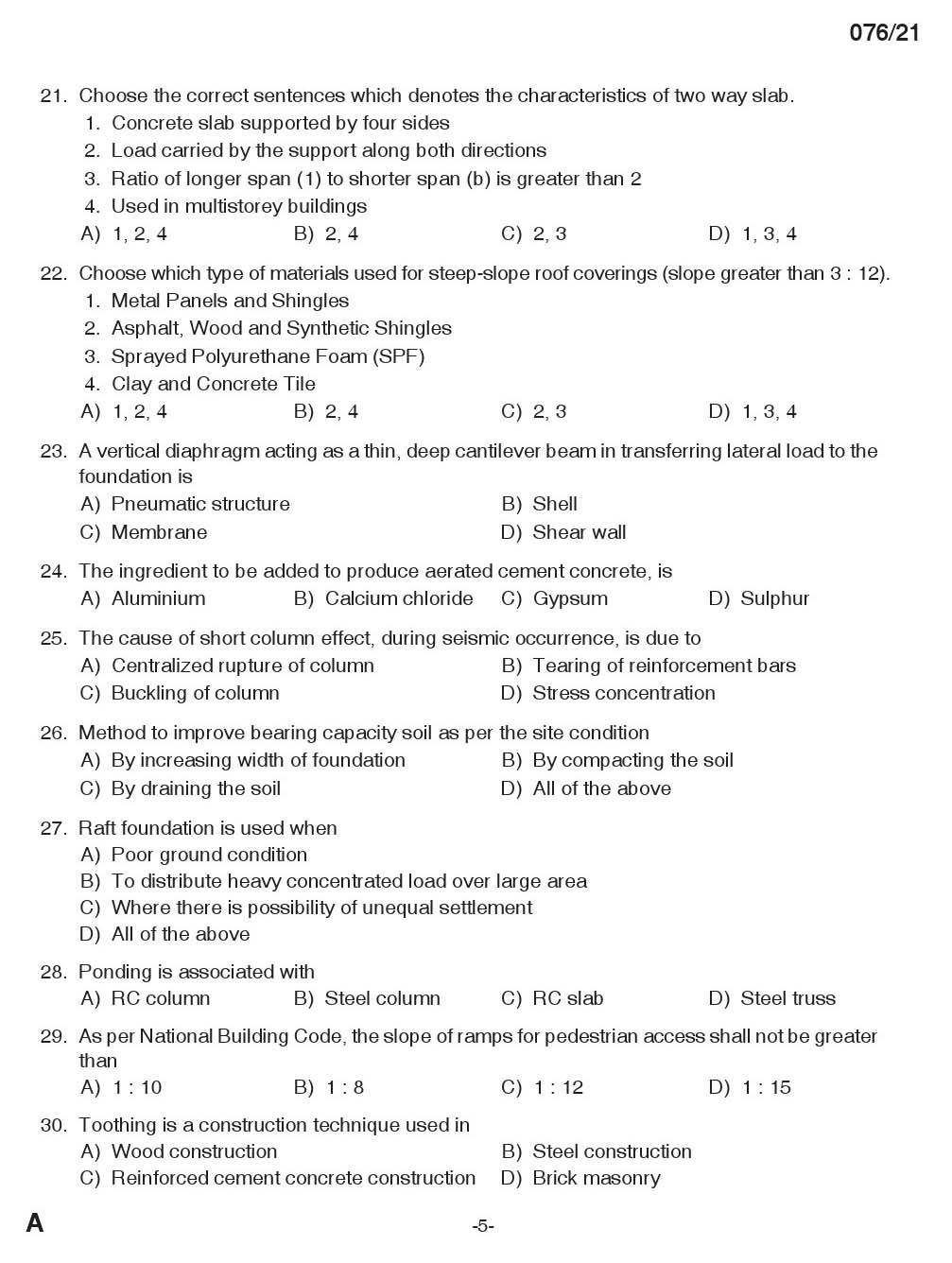 KPSC Architectural Head Draftsman Exam 2021 Code 0762021 4