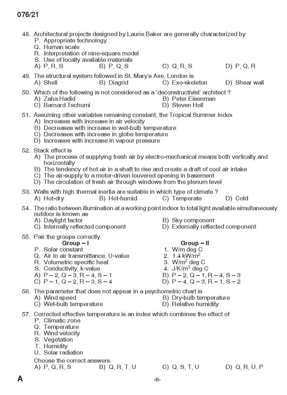 KPSC Architectural Head Draftsman Exam 2021 Code 0762021 7