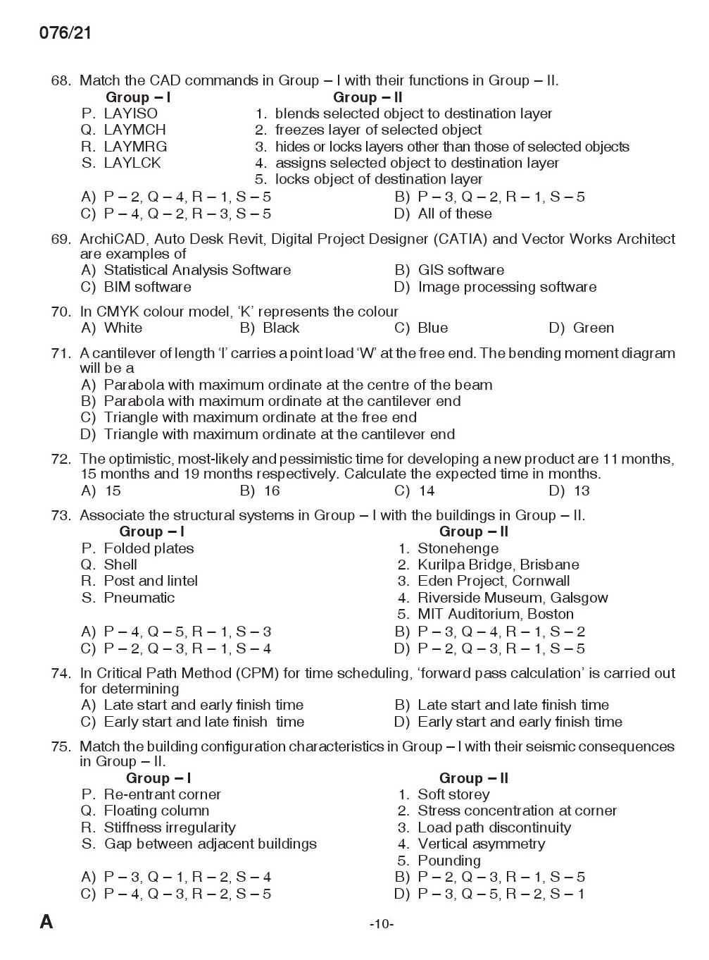 KPSC Architectural Head Draftsman Exam 2021 Code 0762021 9