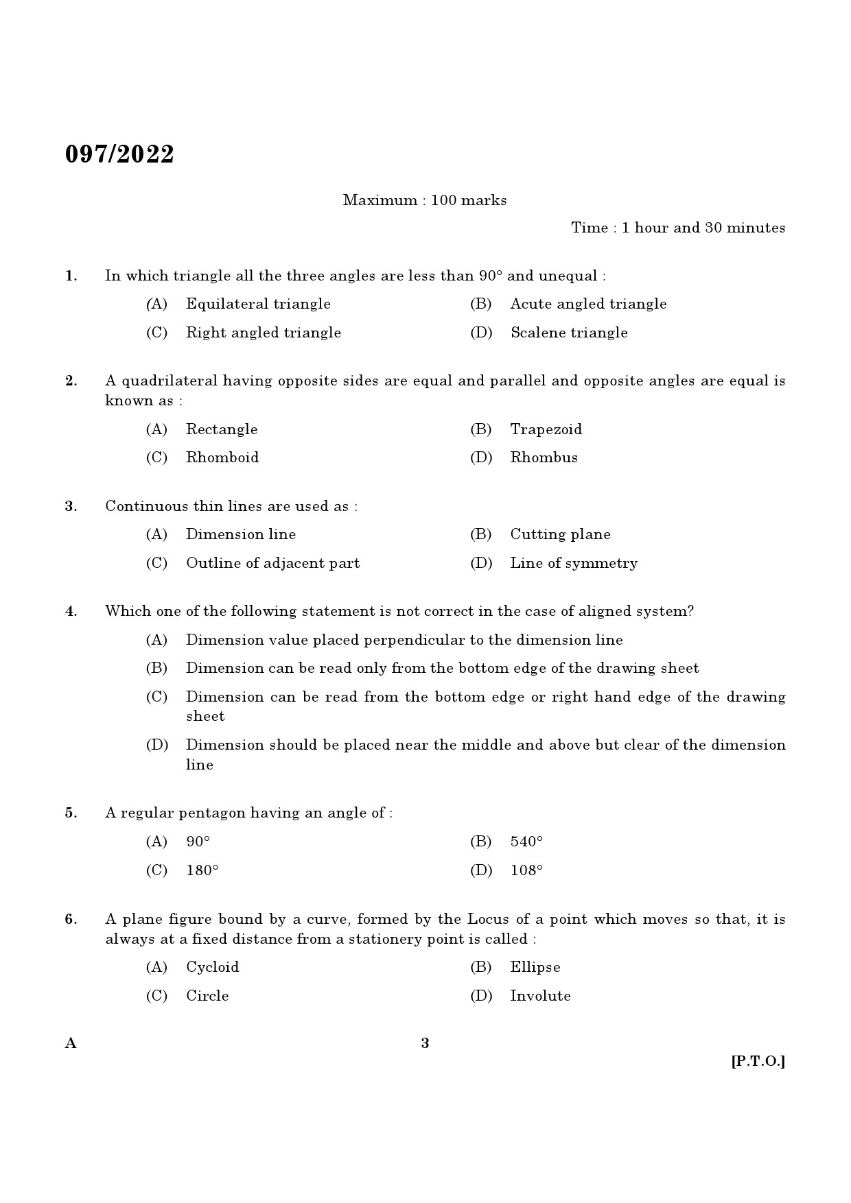 KPSC Draftsman and Surveyor Exam 2022 Code 0972022 1