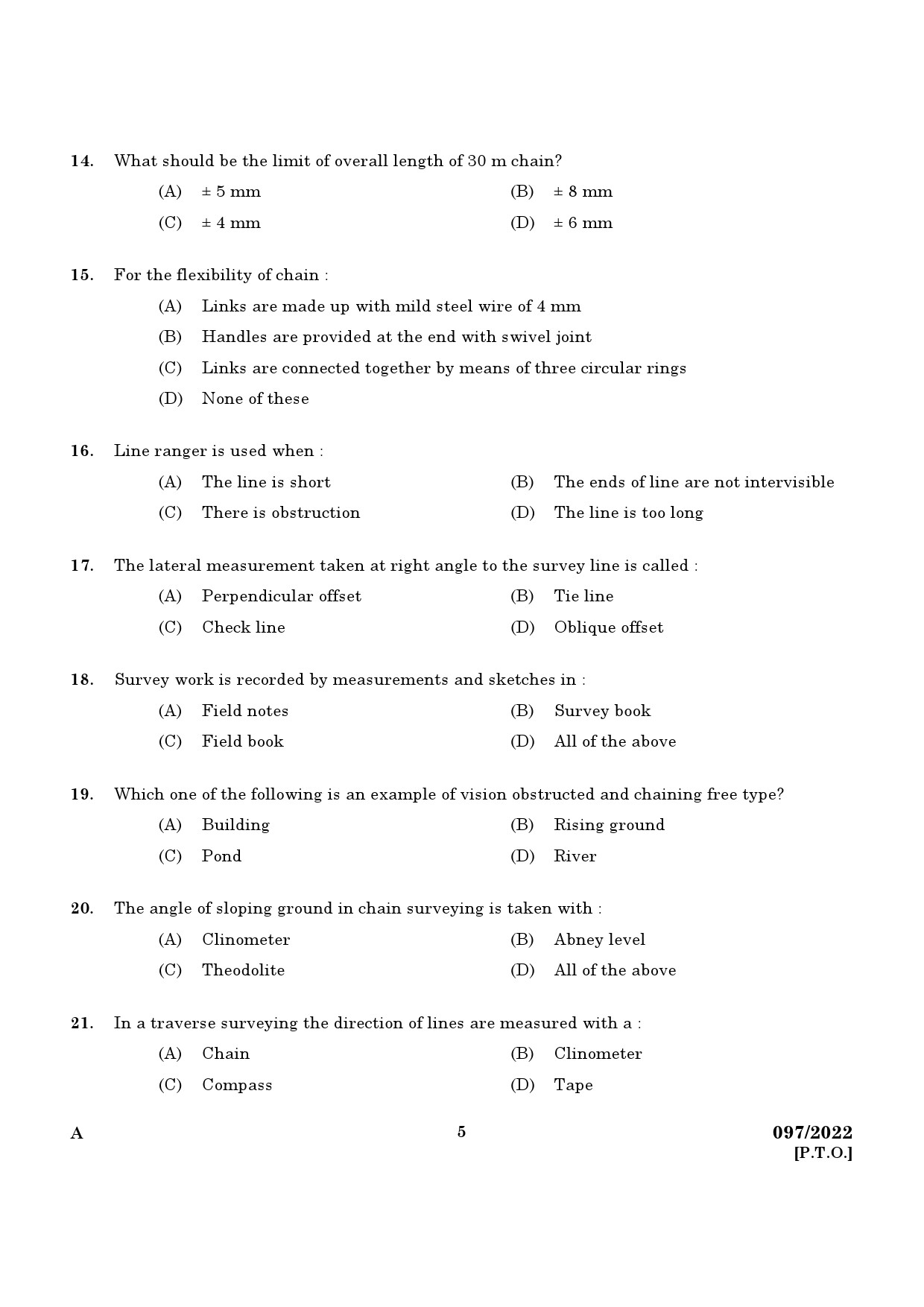 KPSC Draftsman and Surveyor Exam 2022 Code 0972022 3