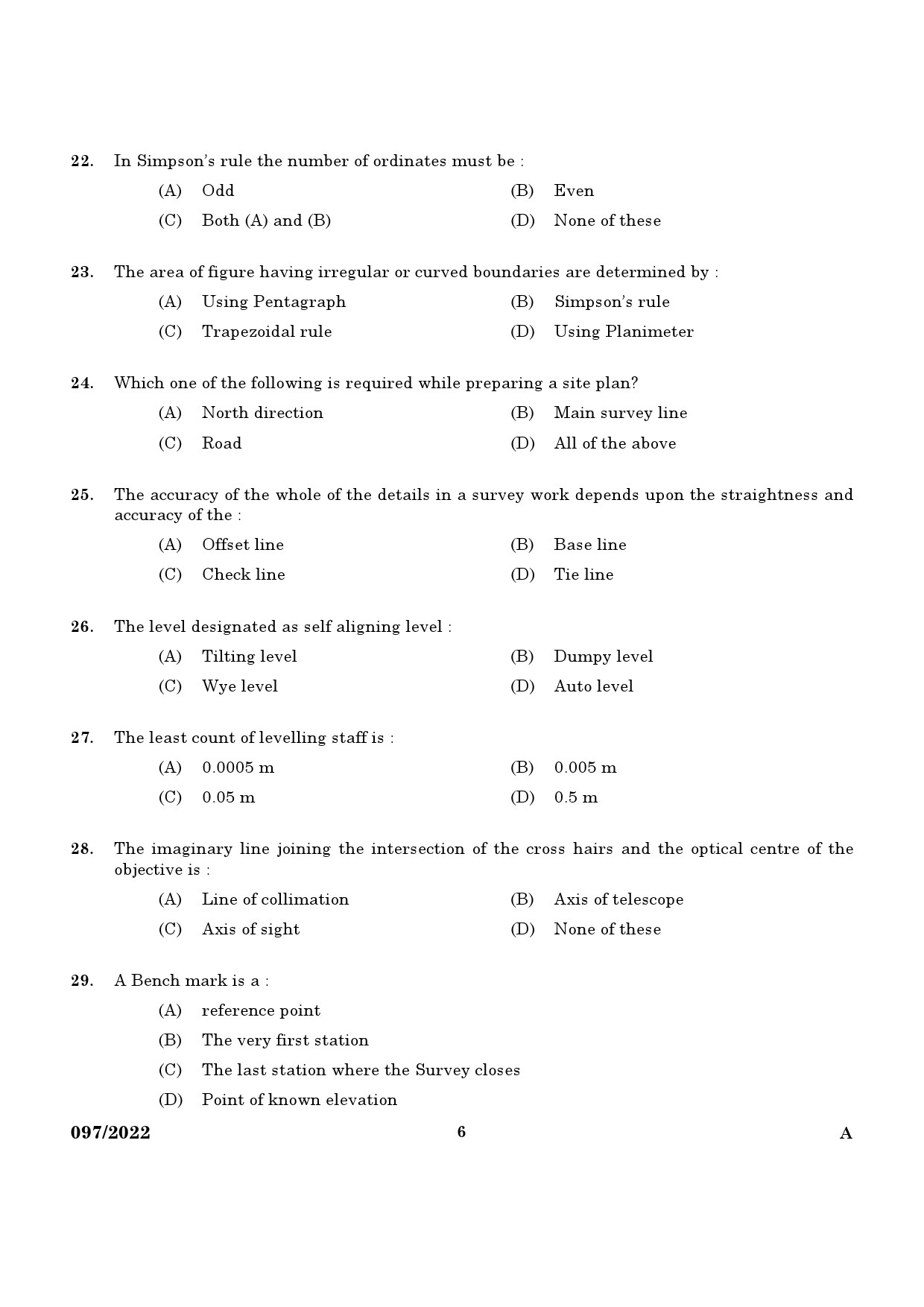 KPSC Draftsman and Surveyor Exam 2022 Code 0972022 4