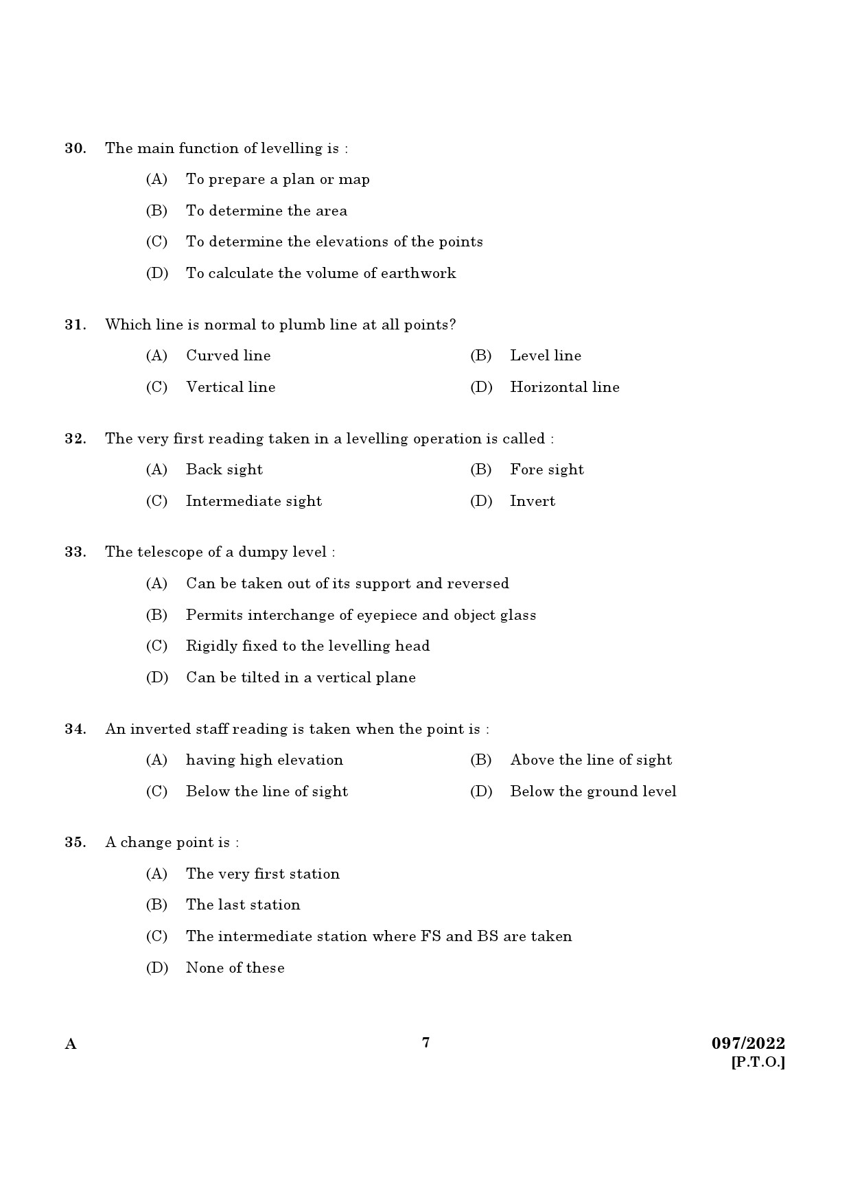 KPSC Draftsman and Surveyor Exam 2022 Code 0972022 5