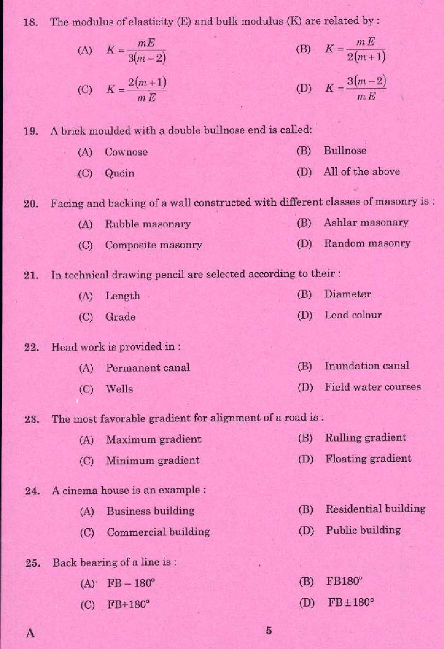 KPSC Draftsman Architectural Grade II Exam 2015 Code 862015 3