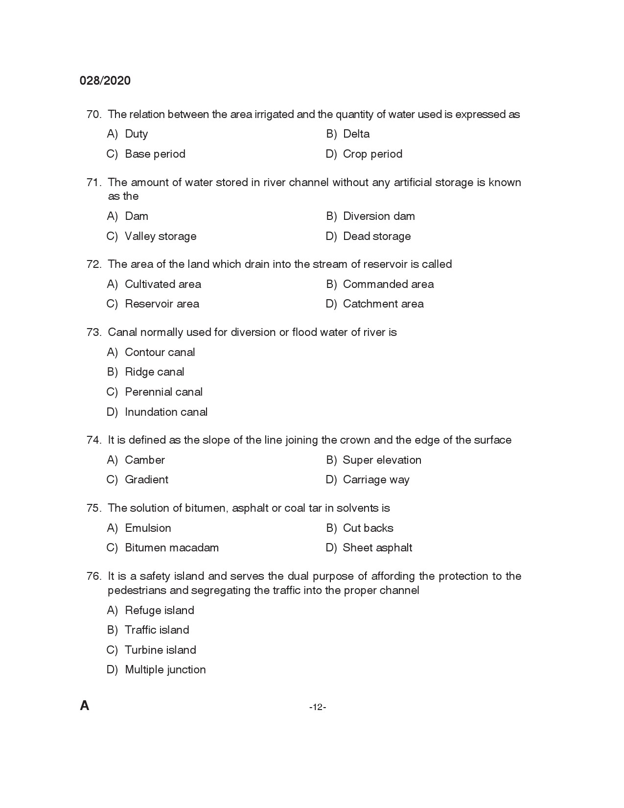 KPSC Draftsman Grade I Civil Exam 2020 Code 0282020 11