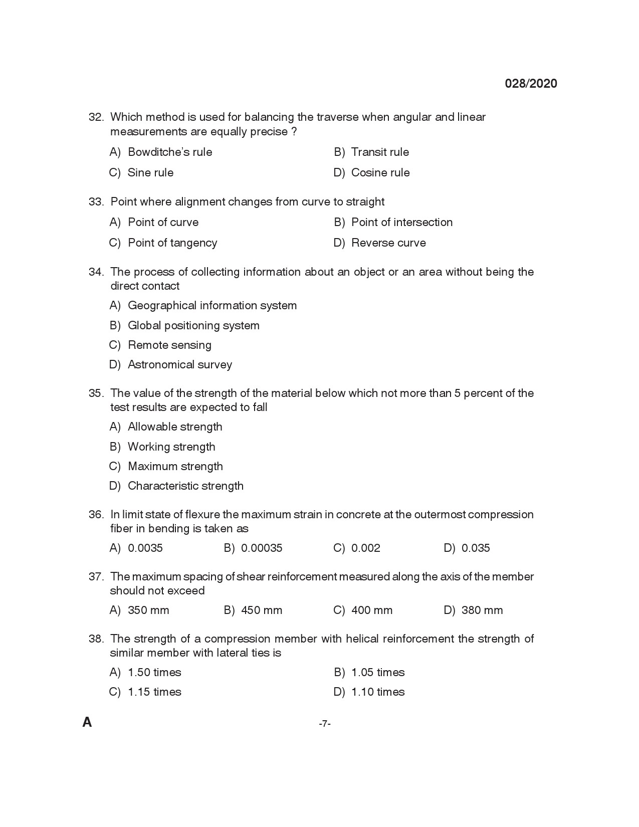 KPSC Draftsman Grade I Civil Exam 2020 Code 0282020 6