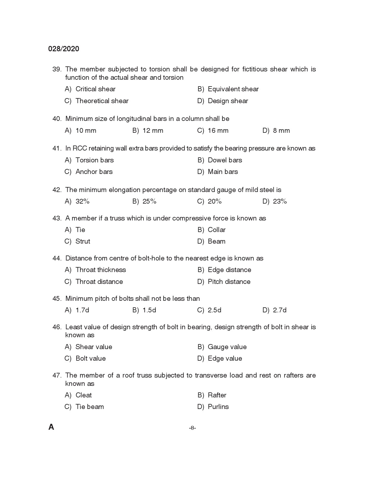 KPSC Draftsman Grade I Civil Exam 2020 Code 0282020 7