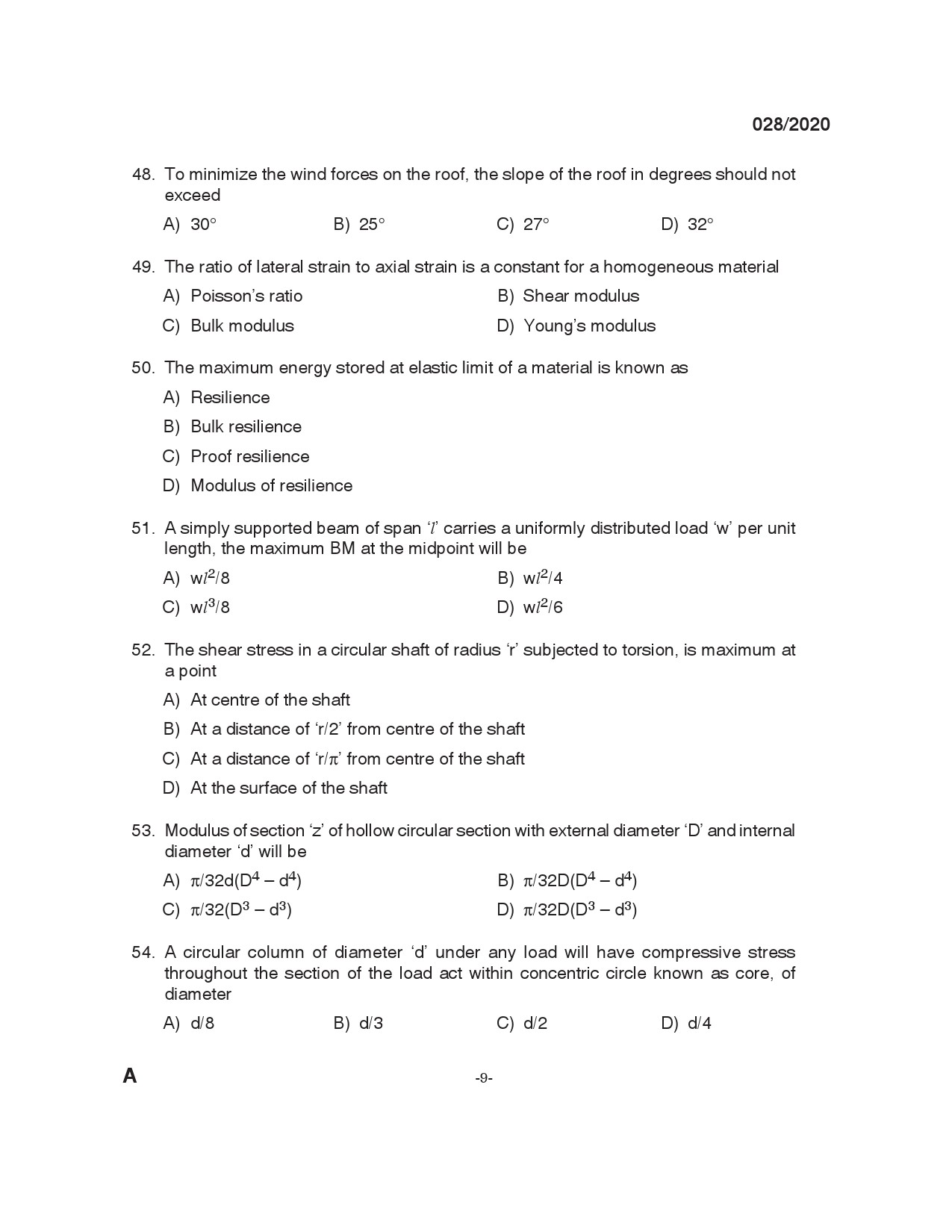 KPSC Draftsman Grade I Civil Exam 2020 Code 0282020 8