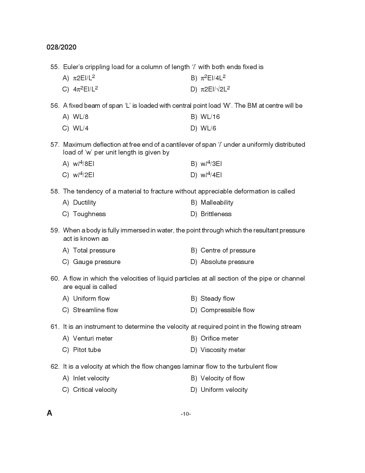 KPSC Draftsman Grade I Civil Exam 2020 Code 0282020 9