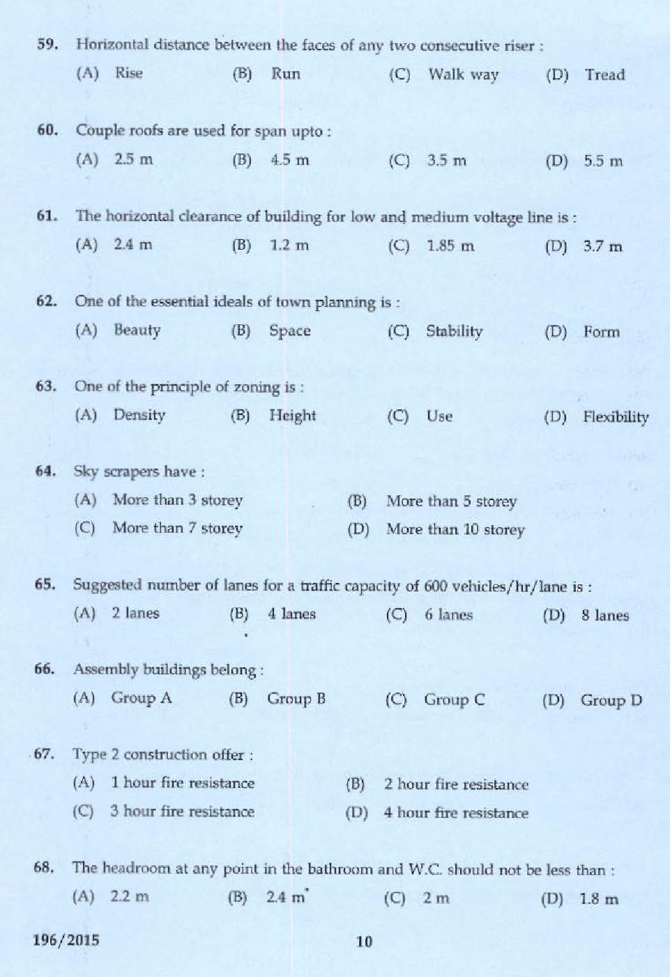 KPSC Draftsman Grade I Exam 2015 Code 1962015 8