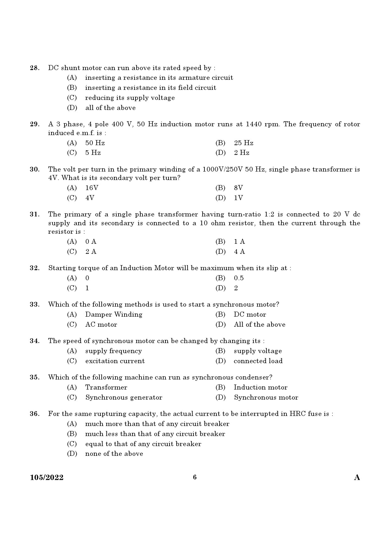 KPSC Draftsman Grade I Exam 2022 Code 1052022 4