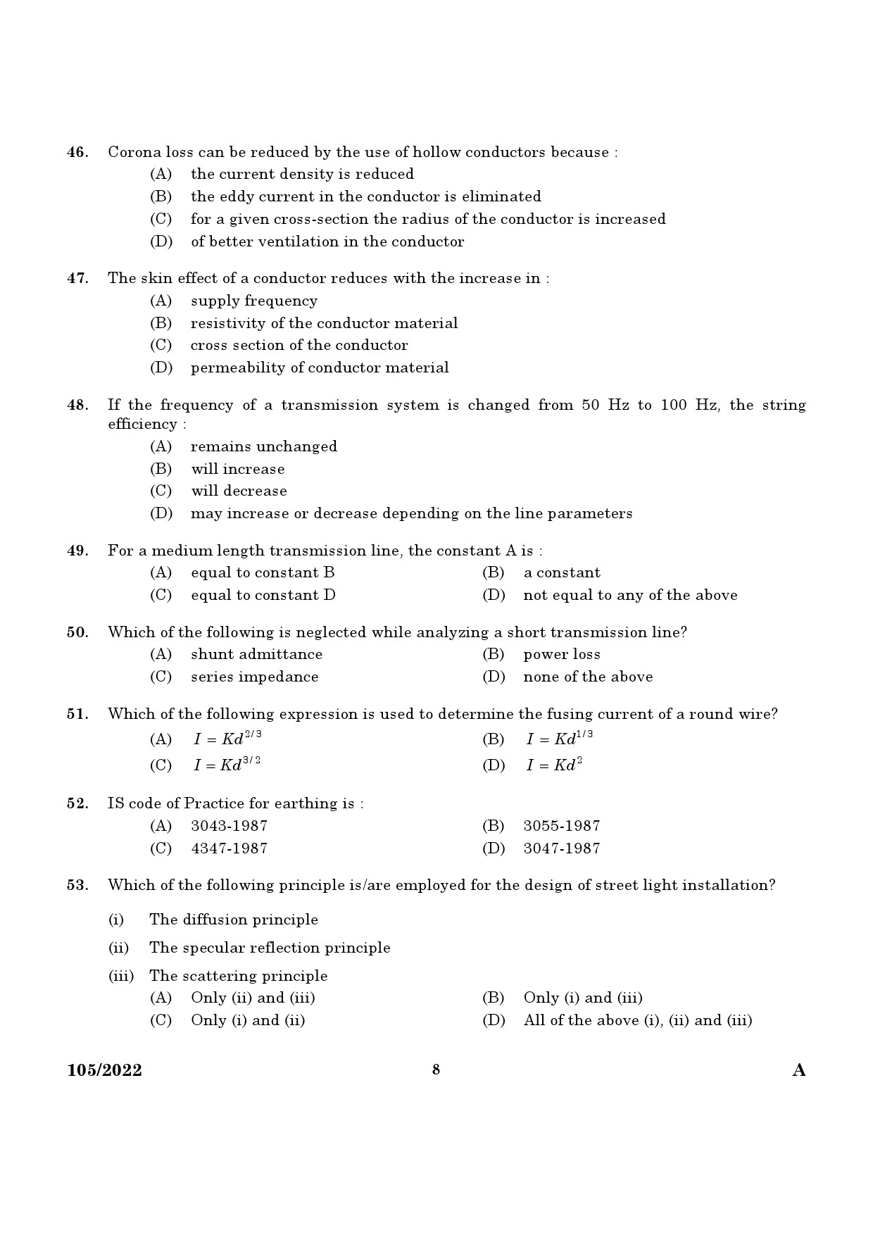 KPSC Draftsman Grade I Exam 2022 Code 1052022 6