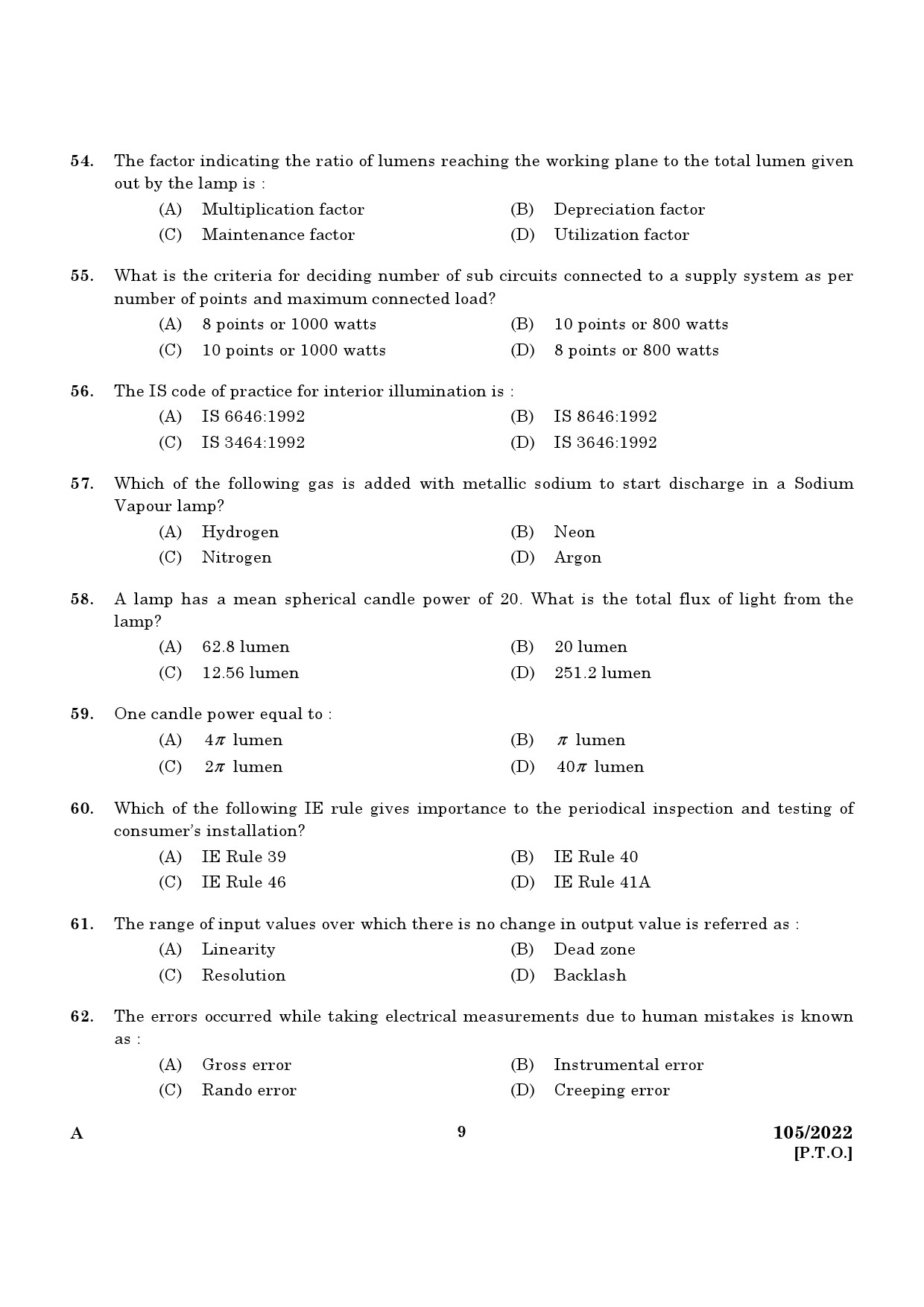 KPSC Draftsman Grade I Exam 2022 Code 1052022 7