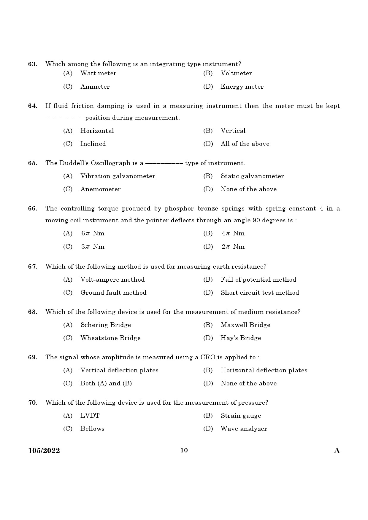 KPSC Draftsman Grade I Exam 2022 Code 1052022 8