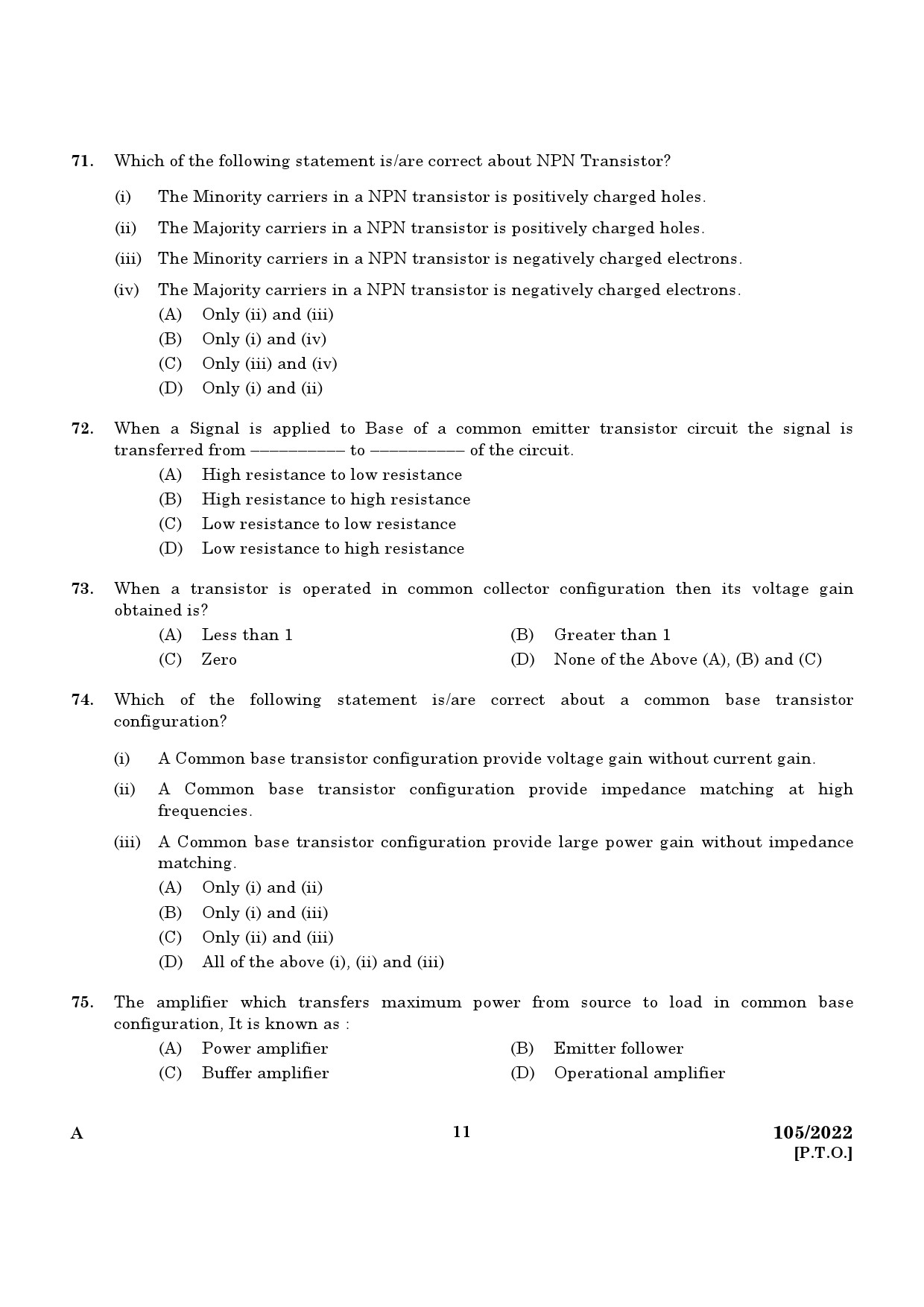 KPSC Draftsman Grade I Exam 2022 Code 1052022 9