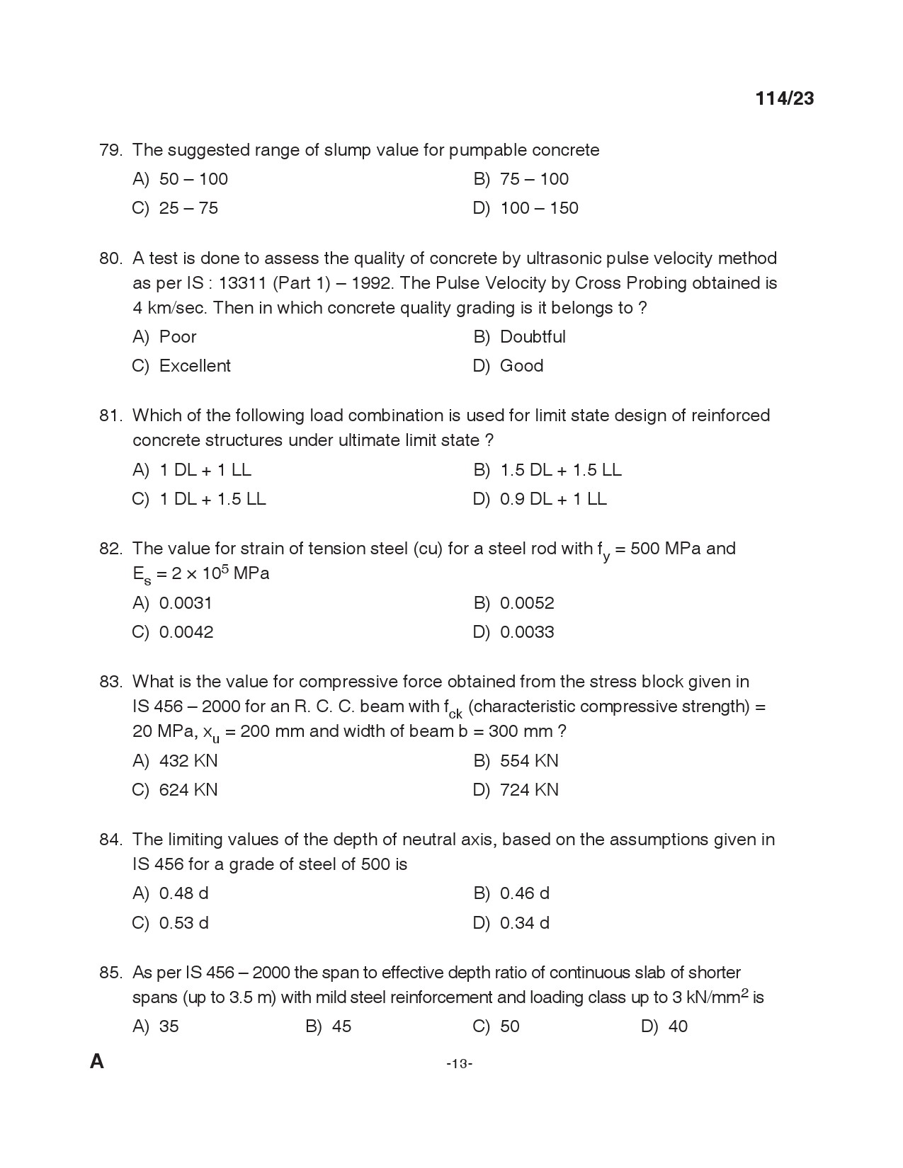 KPSC Draftsman Grade I Exam 2023 Code 1142023 12