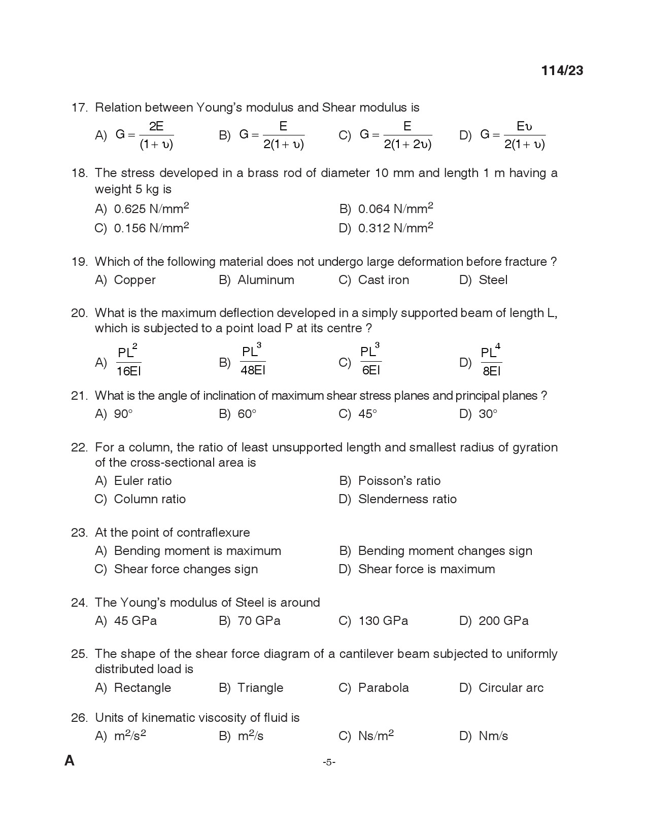 KPSC Draftsman Grade I Exam 2023 Code 1142023 4