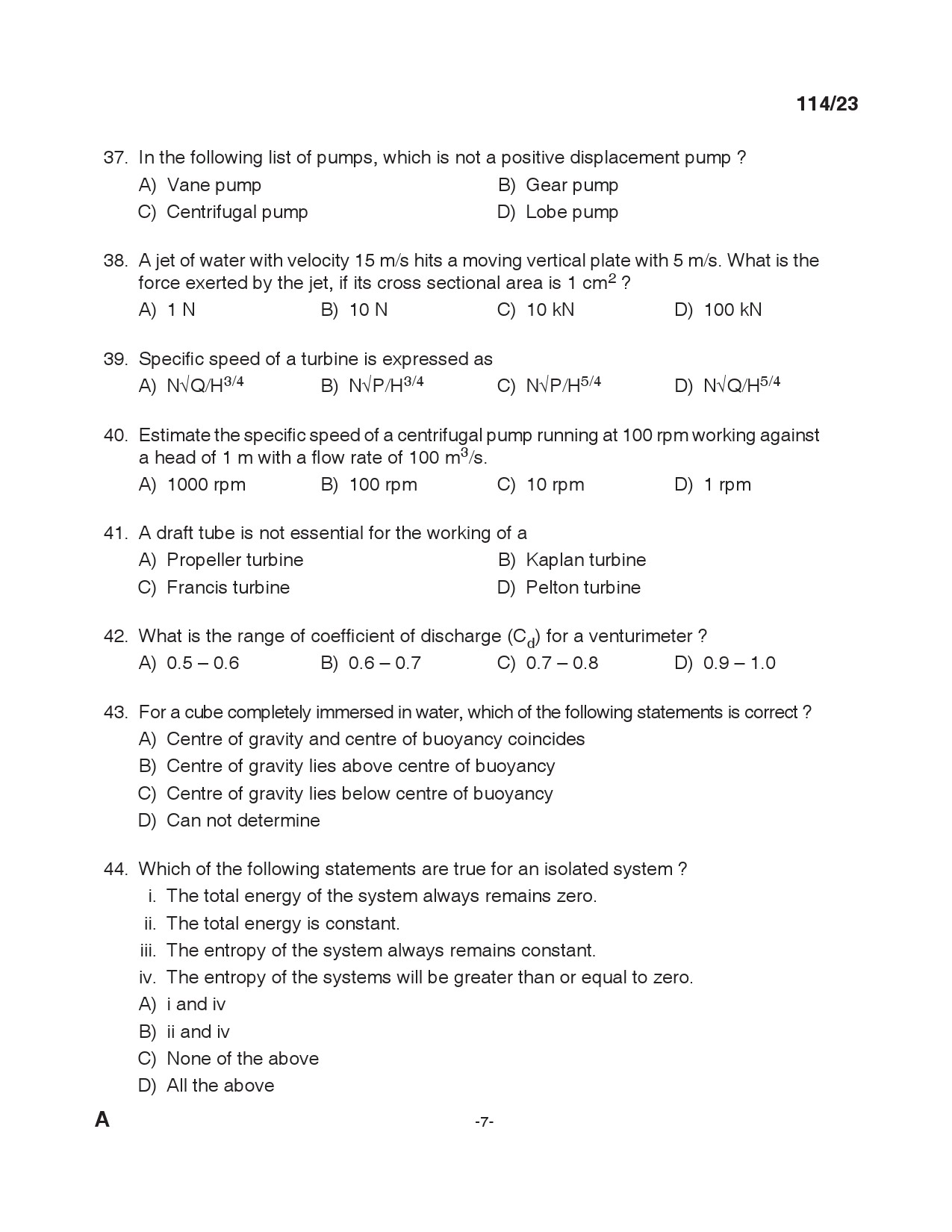 KPSC Draftsman Grade I Exam 2023 Code 1142023 6