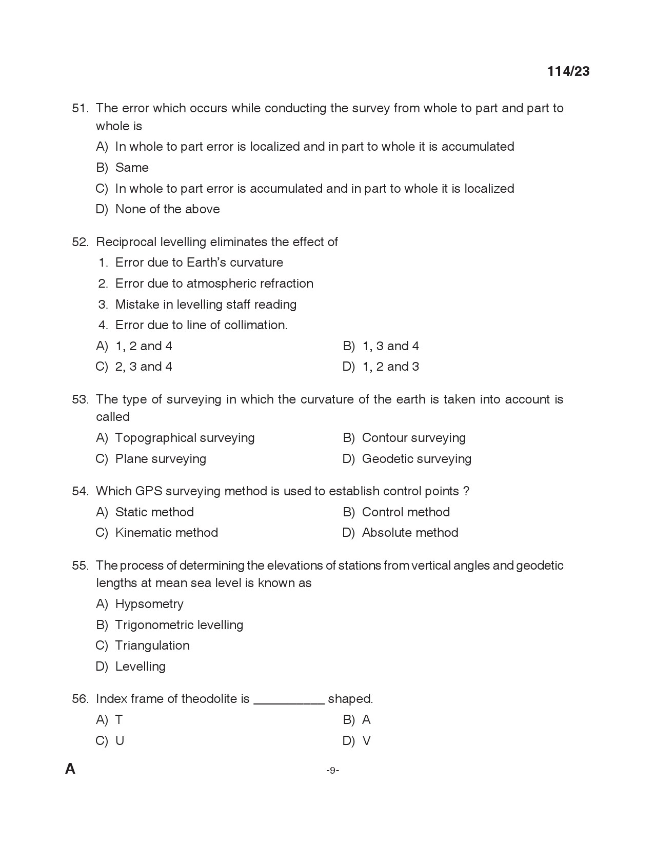 KPSC Draftsman Grade I Exam 2023 Code 1142023 8