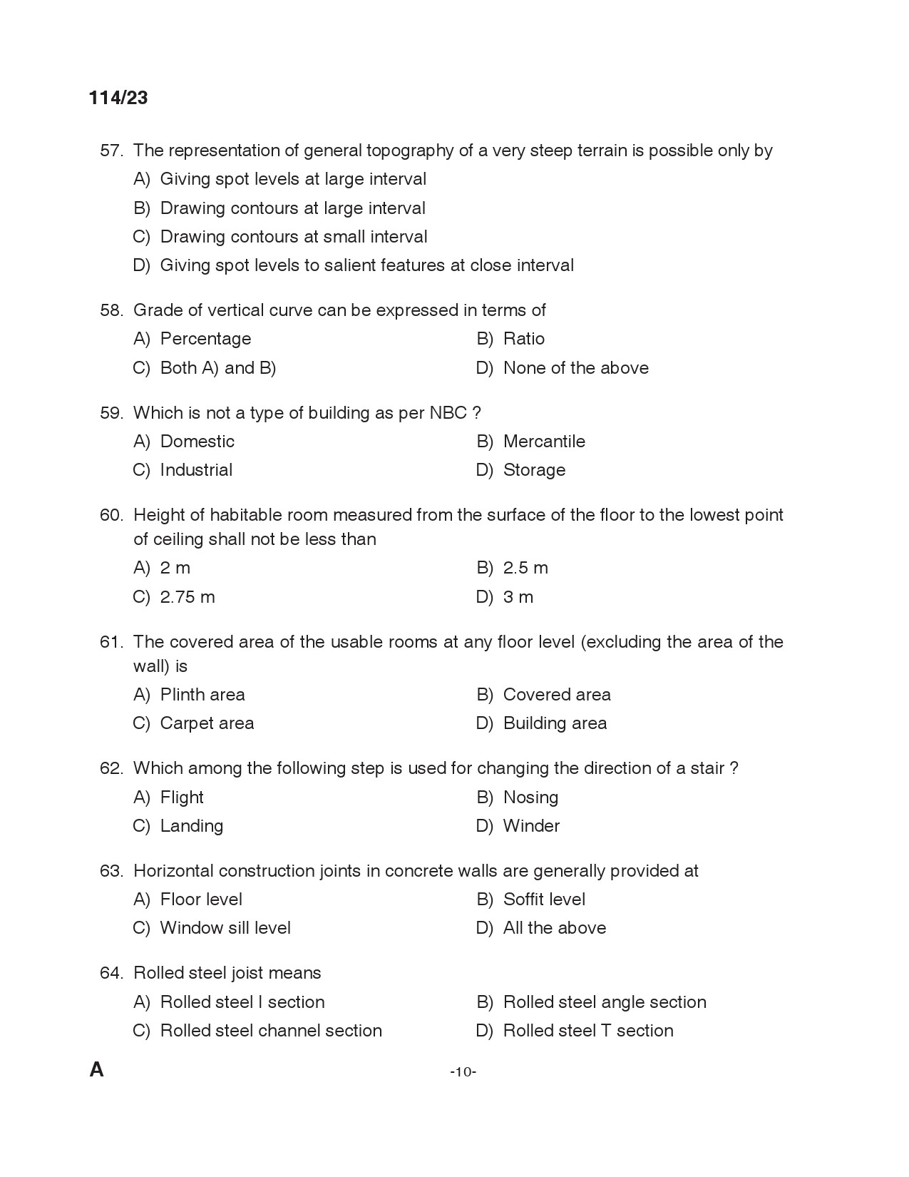 KPSC Draftsman Grade I Exam 2023 Code 1142023 9