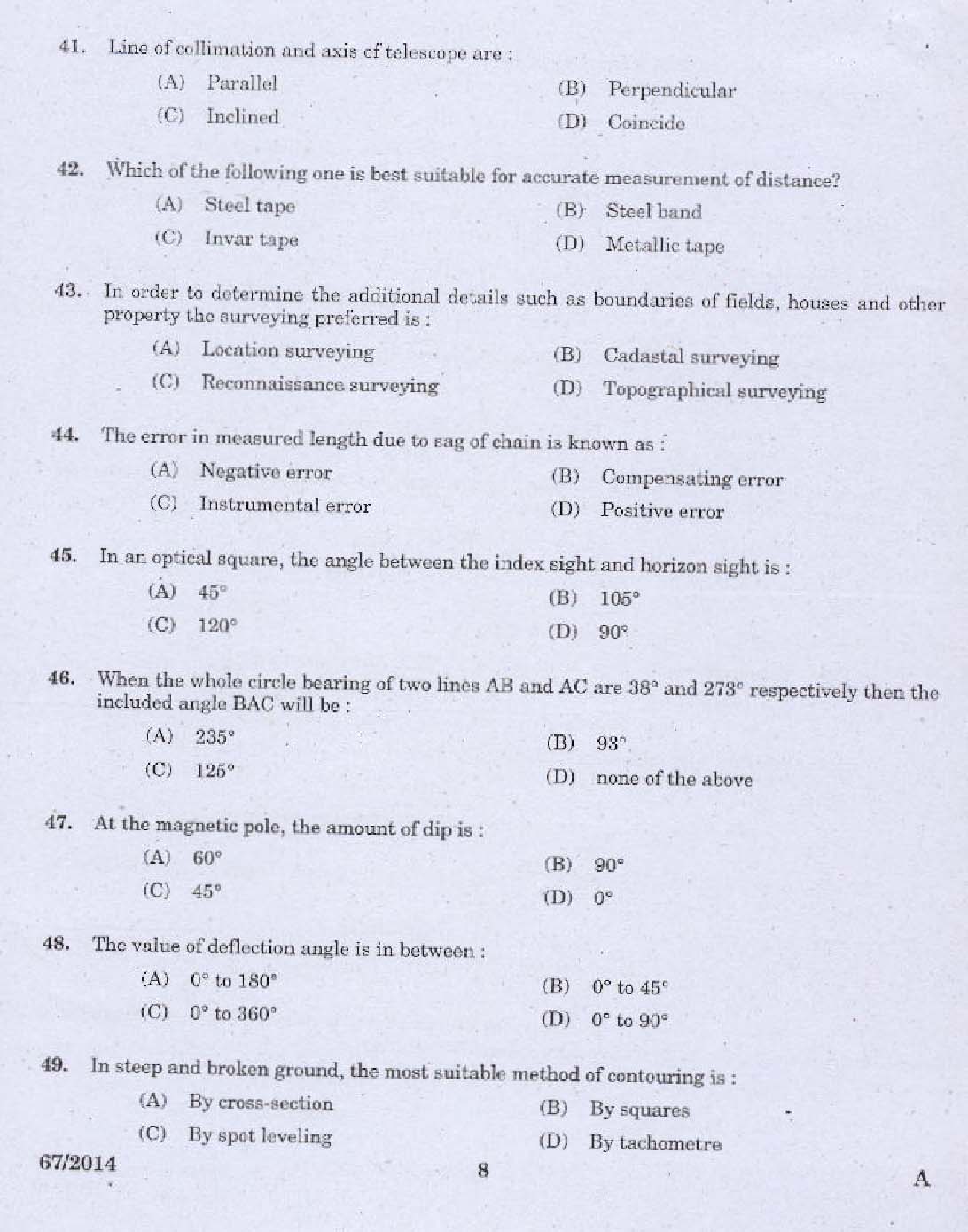 KPSC Draftsman Grade II Civil Exam 2014 Code 672014 6