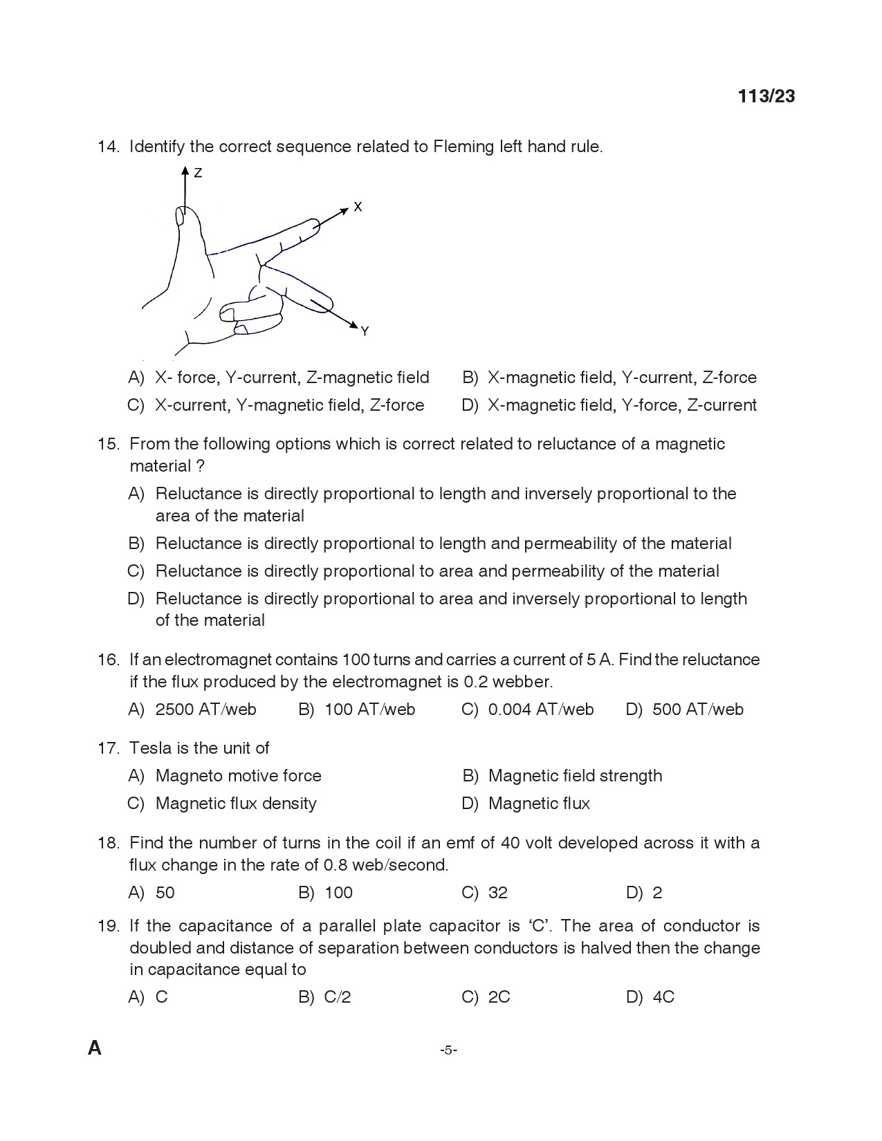 KPSC Draftsman Grade II Electrical Exam 2023 Code 1132023 4