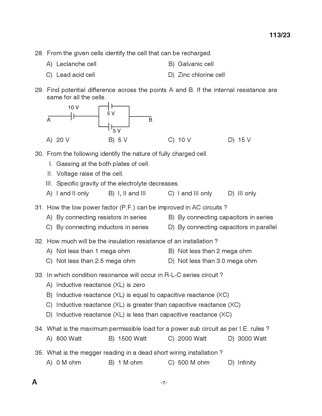 KPSC Draftsman Grade II Electrical Exam 2023 Code 1132023 6