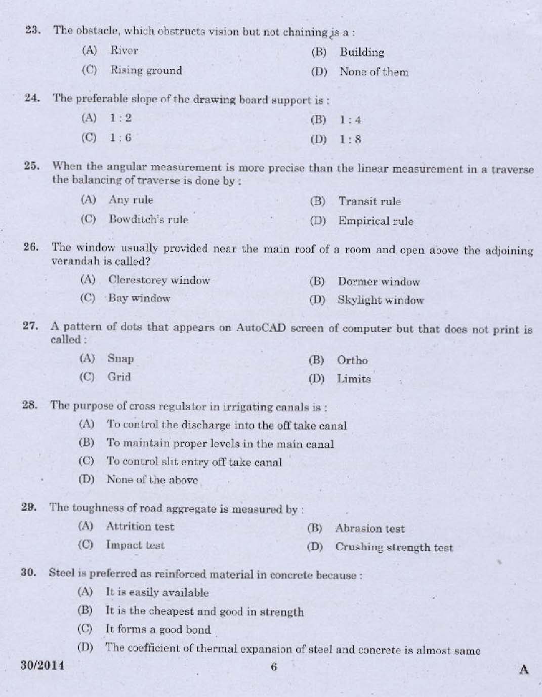 KPSC Draftsman Grade II Exam 2014 Code 302014 4