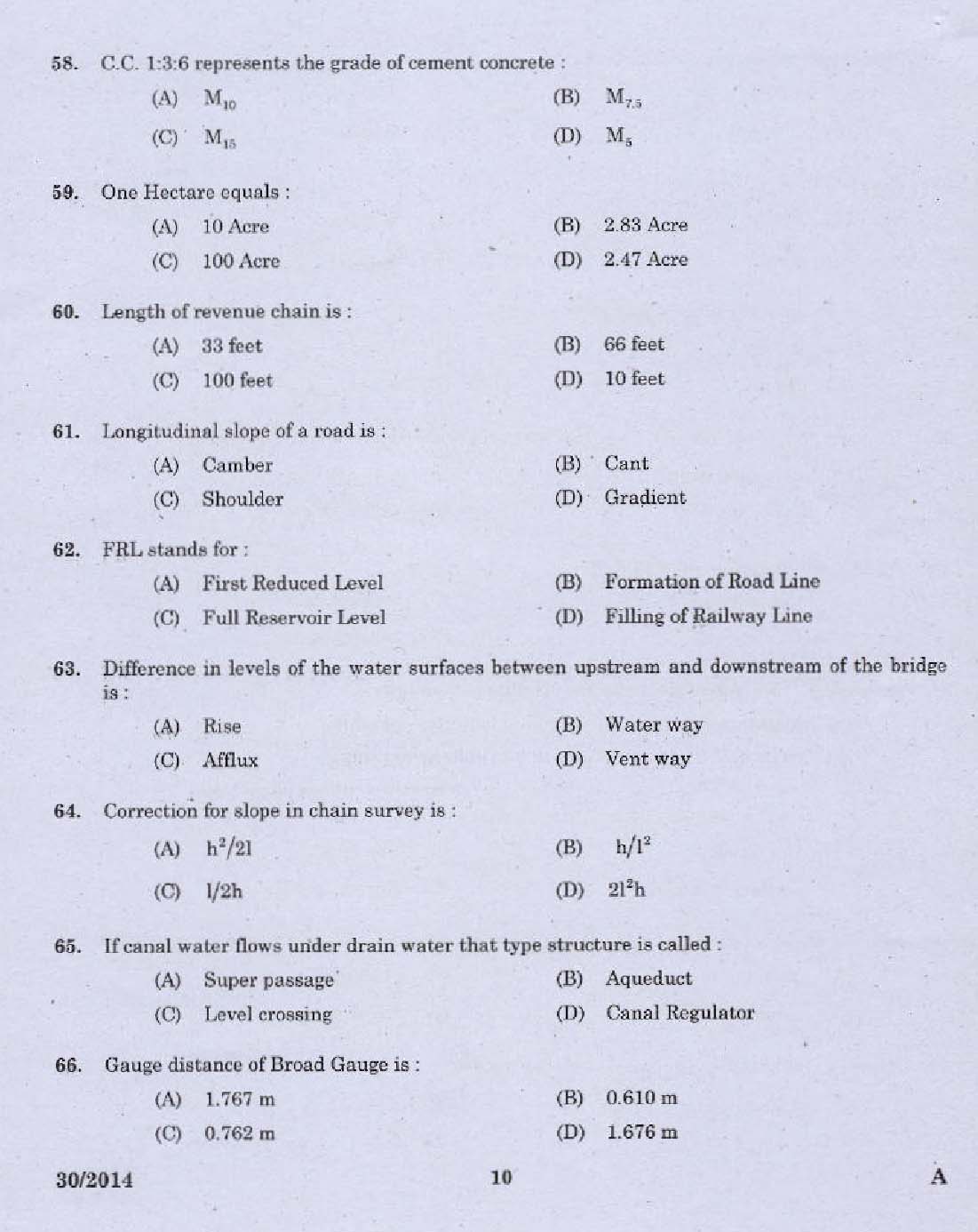 KPSC Draftsman Grade II Exam 2014 Code 302014 8