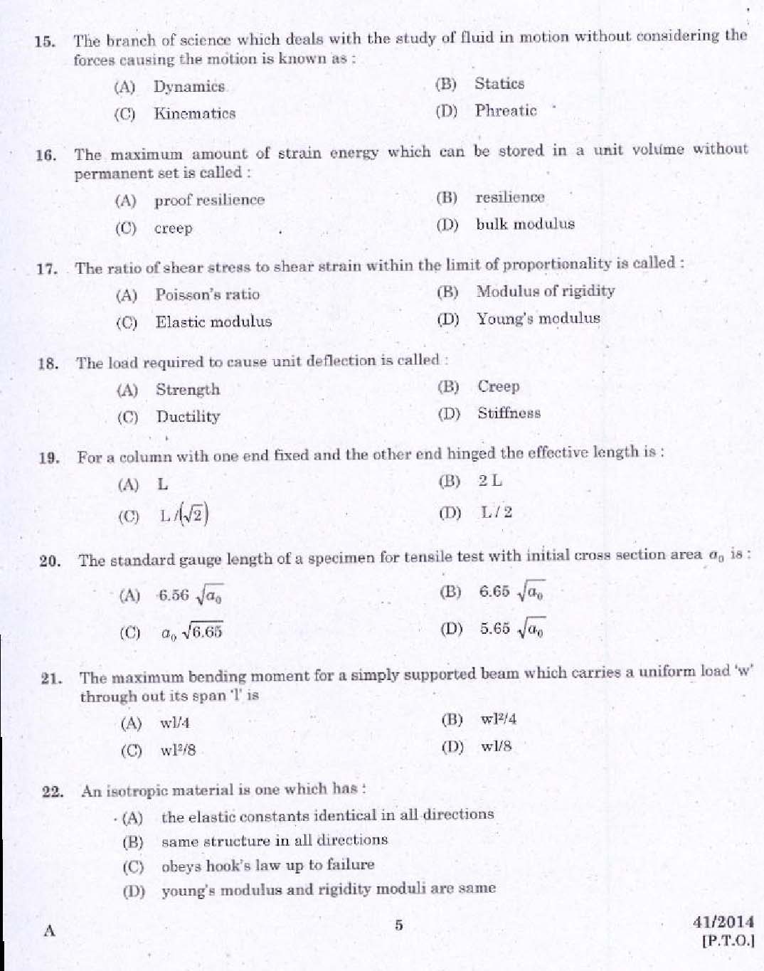 KPSC Draftsman Grade II Exam 2014 Code 412014 3