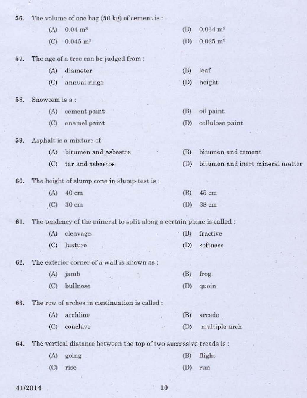 KPSC Draftsman Grade II Exam 2014 Code 412014 8