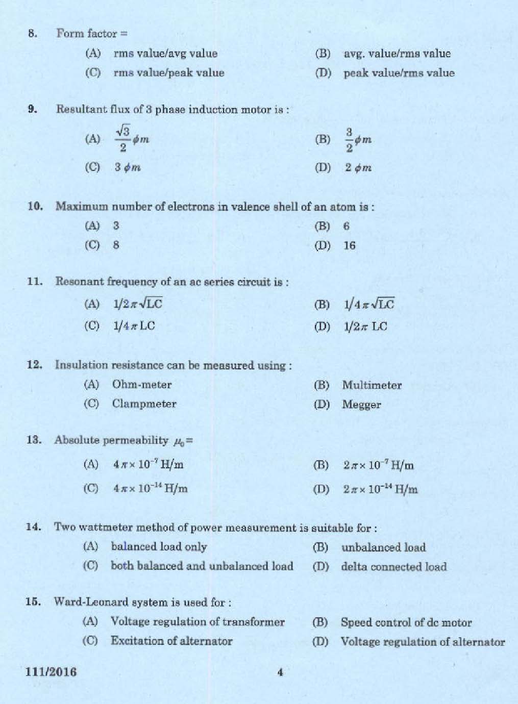 KPSC Draftsman Grade II Exam 2016 Code 1112016 2